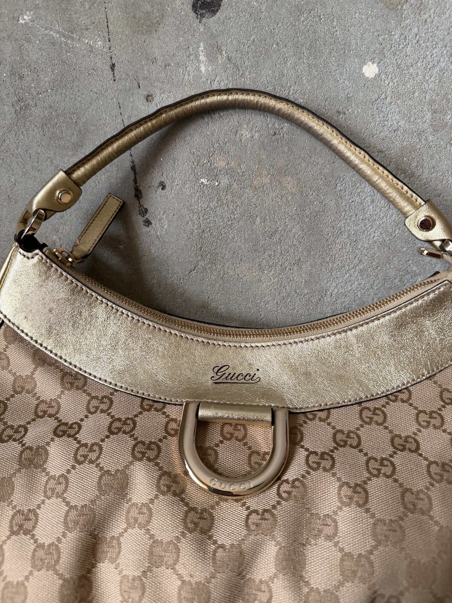 Gucci GG Monogram Abbey Shoulder Bag Beige/Gold