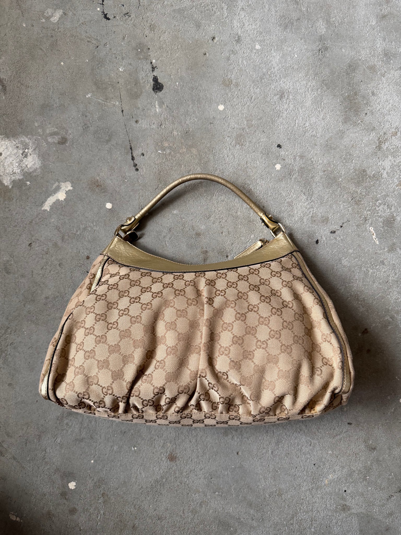 Gucci GG Monogram Abbey Shoulder Bag Beige/Gold