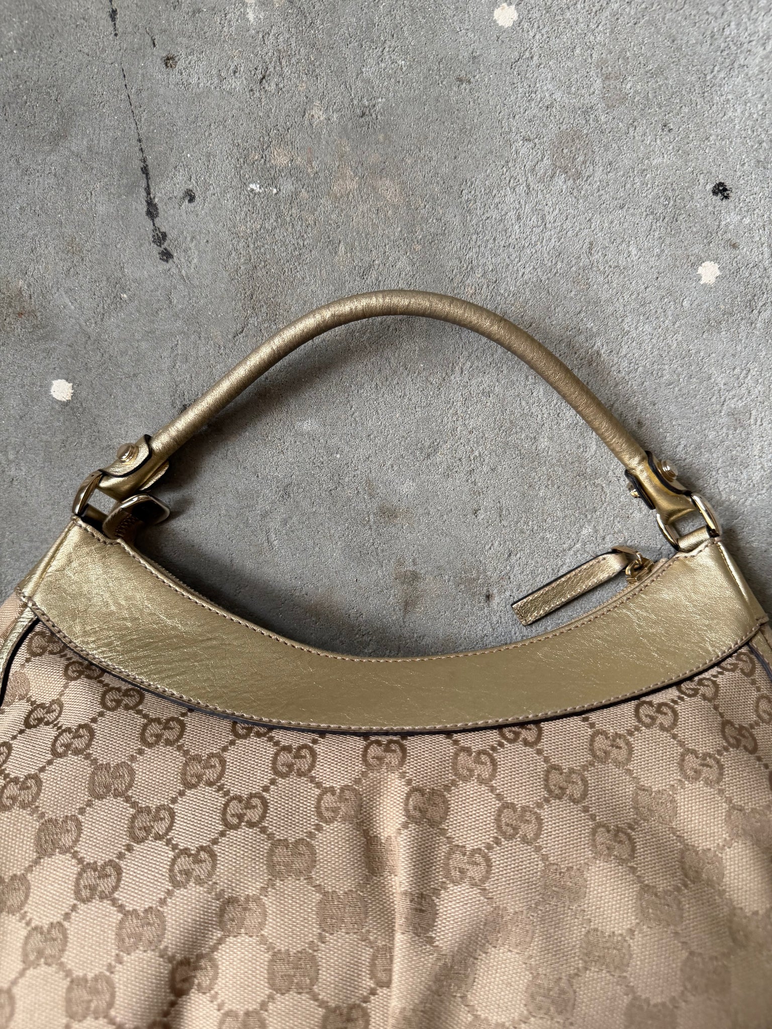 Gucci GG Monogram Abbey Shoulder Bag Beige/Gold