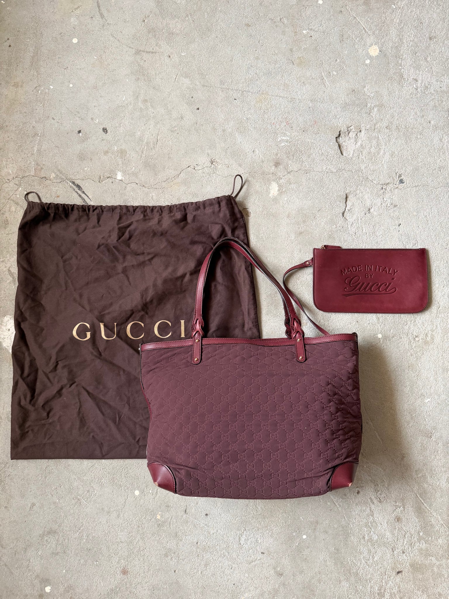 Gucci GG Monogram Shoulder Bag Burgundy