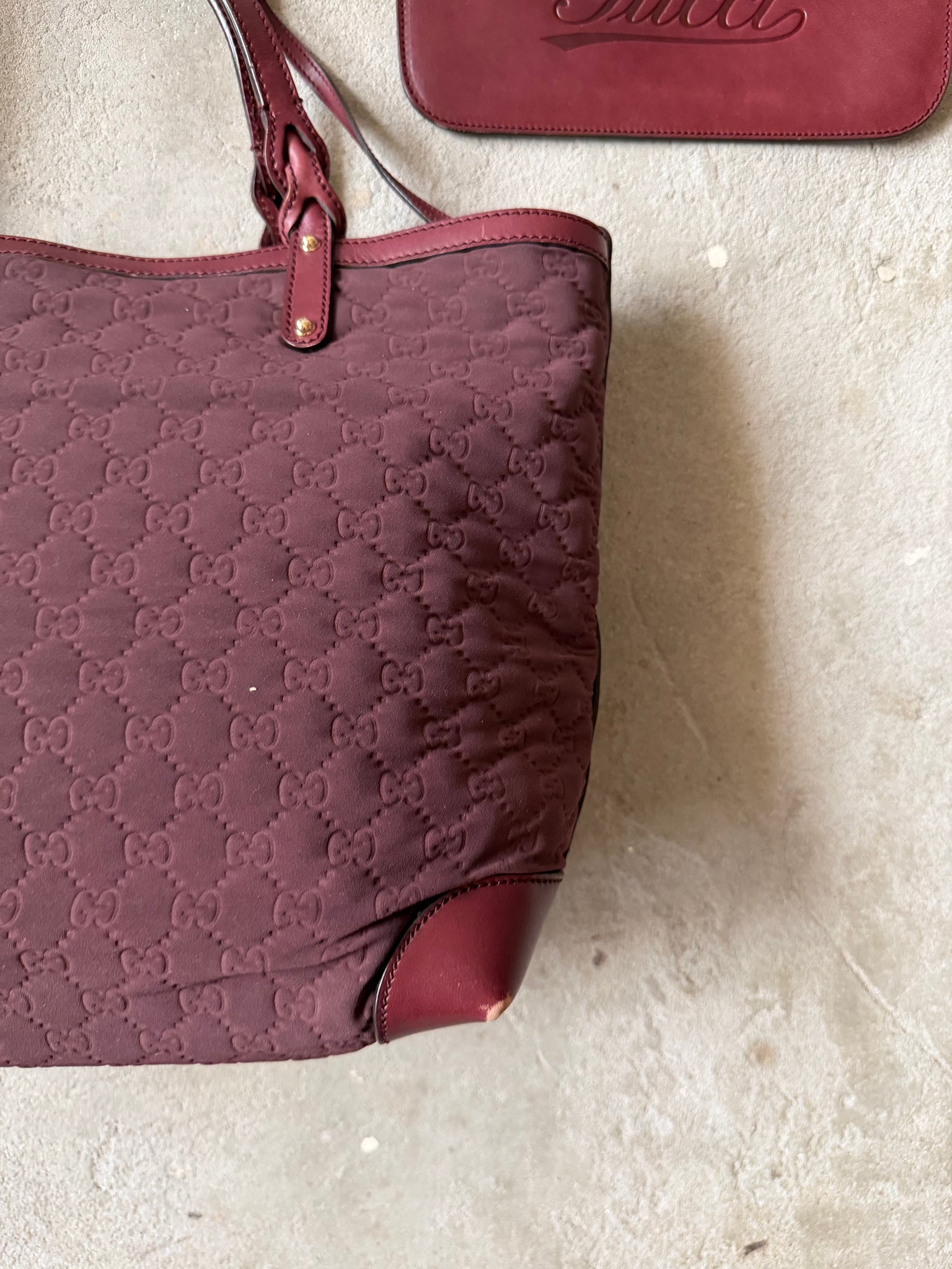 Gucci GG Monogram Shoulder Bag Burgundy