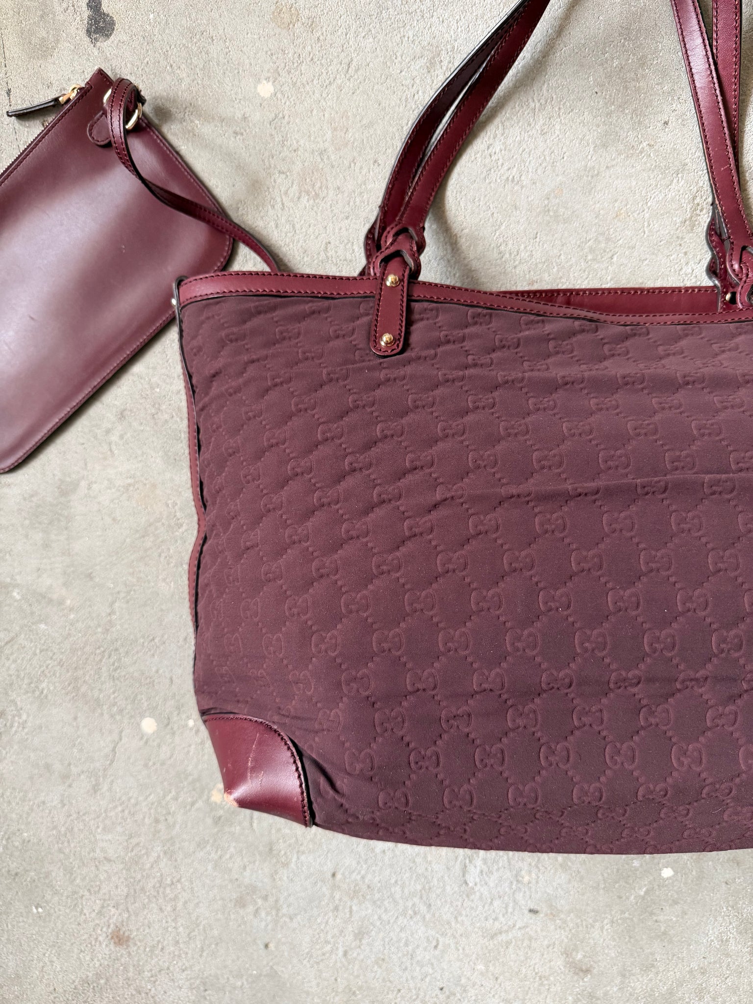 Gucci GG Monogram Shoulder Bag Burgundy