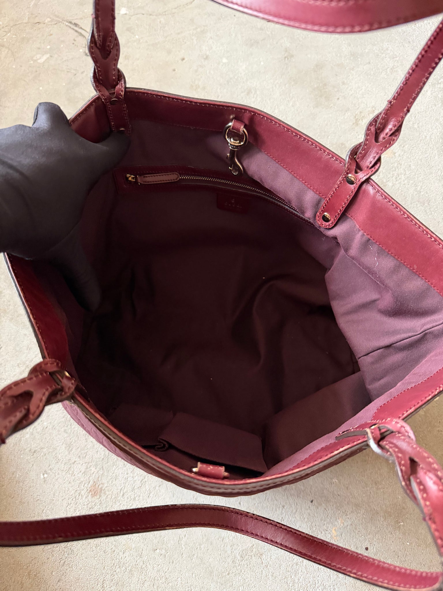 Gucci GG Monogram Shoulder Bag Burgundy