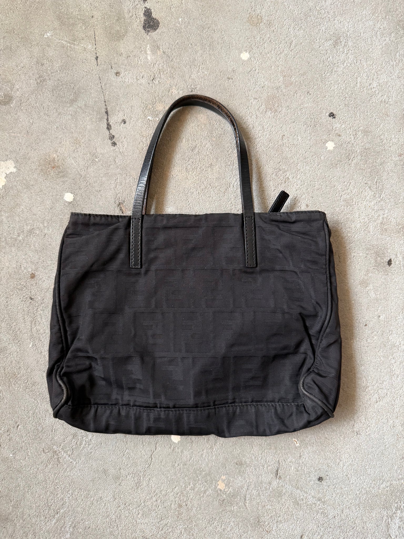 Fendi FF Zucca Nylon Shoulder Bag Black