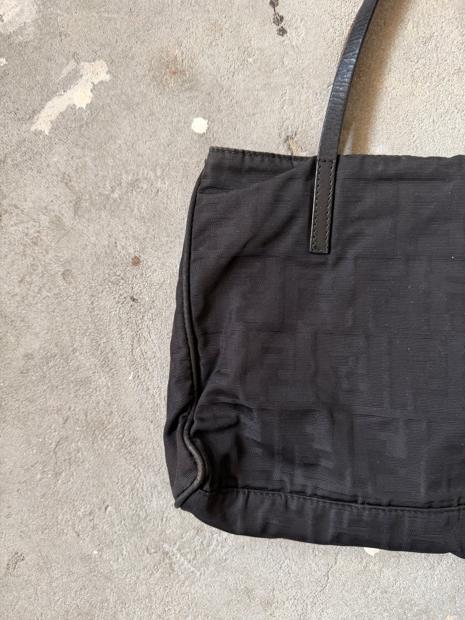 Fendi FF Zucca Nylon Shoulder Bag Black