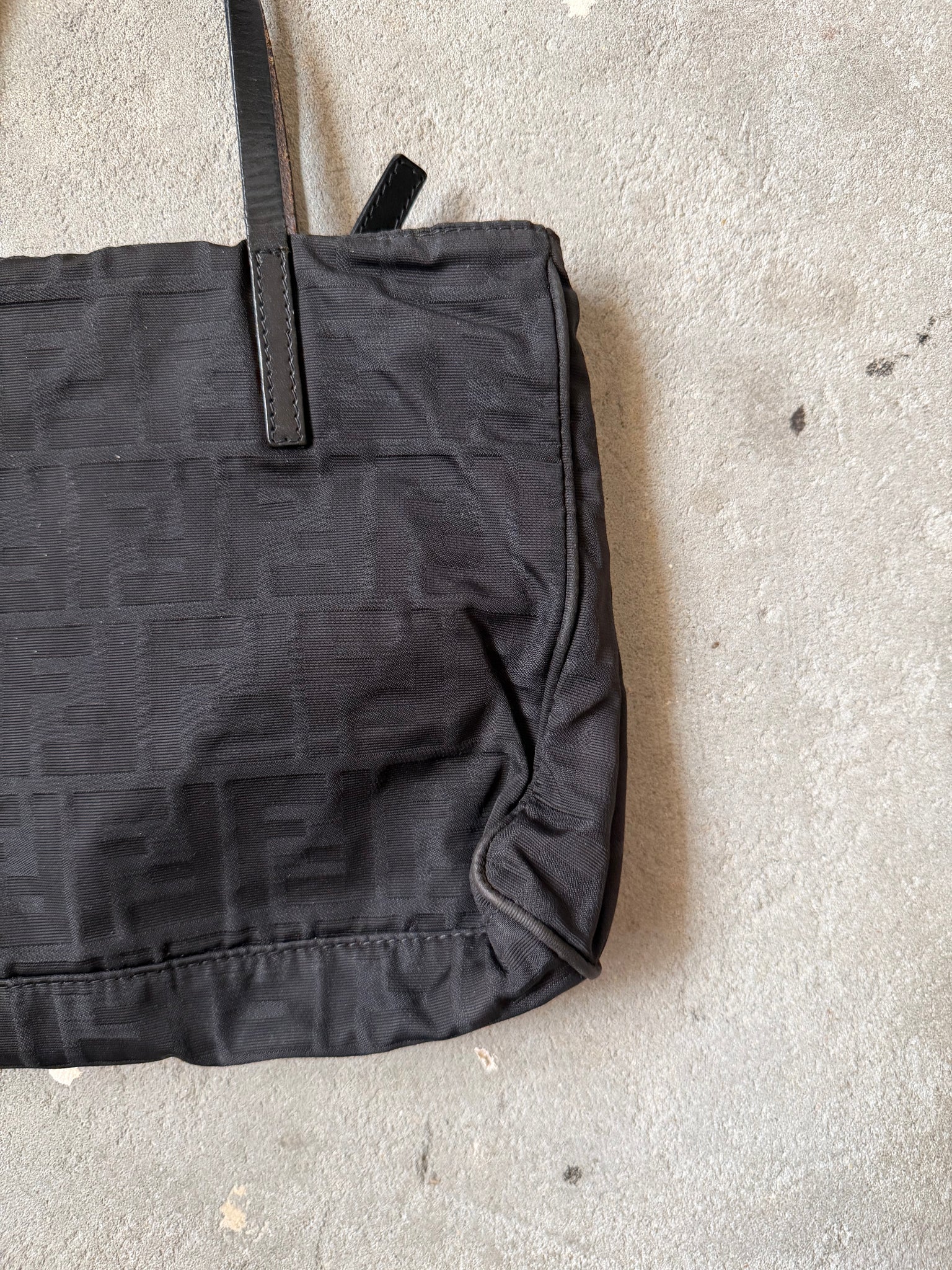 Fendi FF Zucca Nylon Shoulder Bag Black