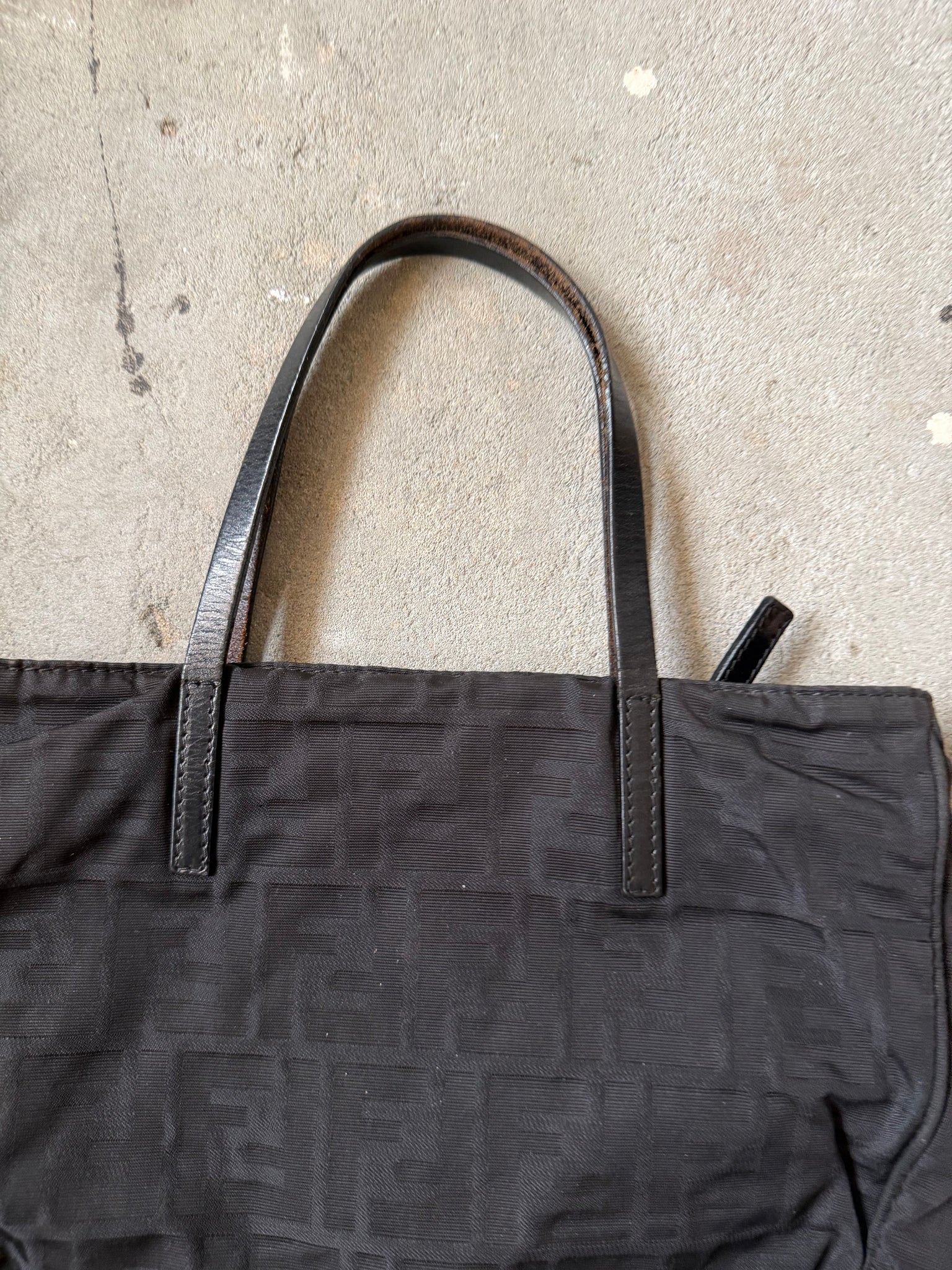 Fendi FF Zucca Nylon Shoulder Bag Black