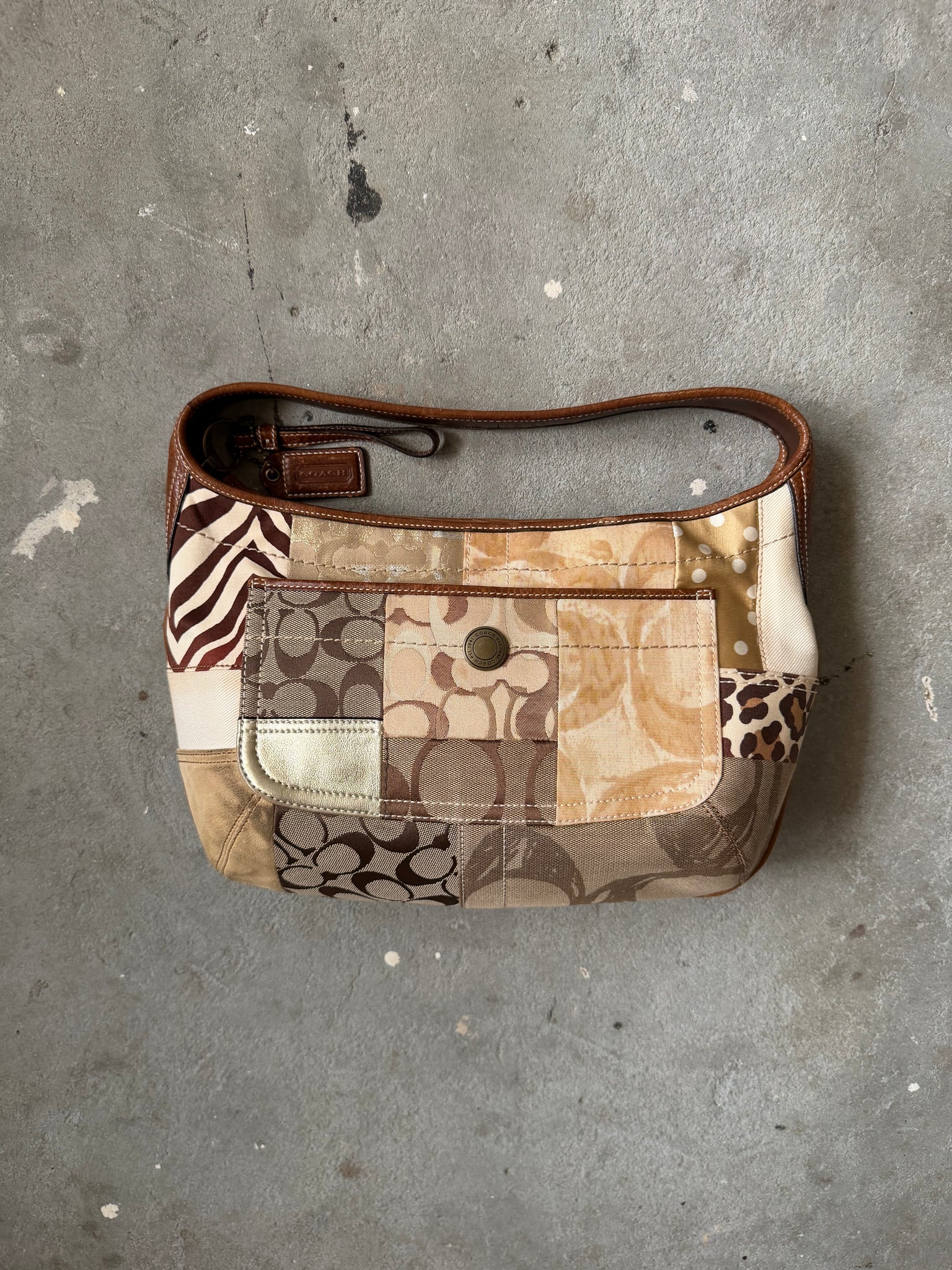 Coach Signature Ergo Patchwork Shoulder Bag Beige/Brown