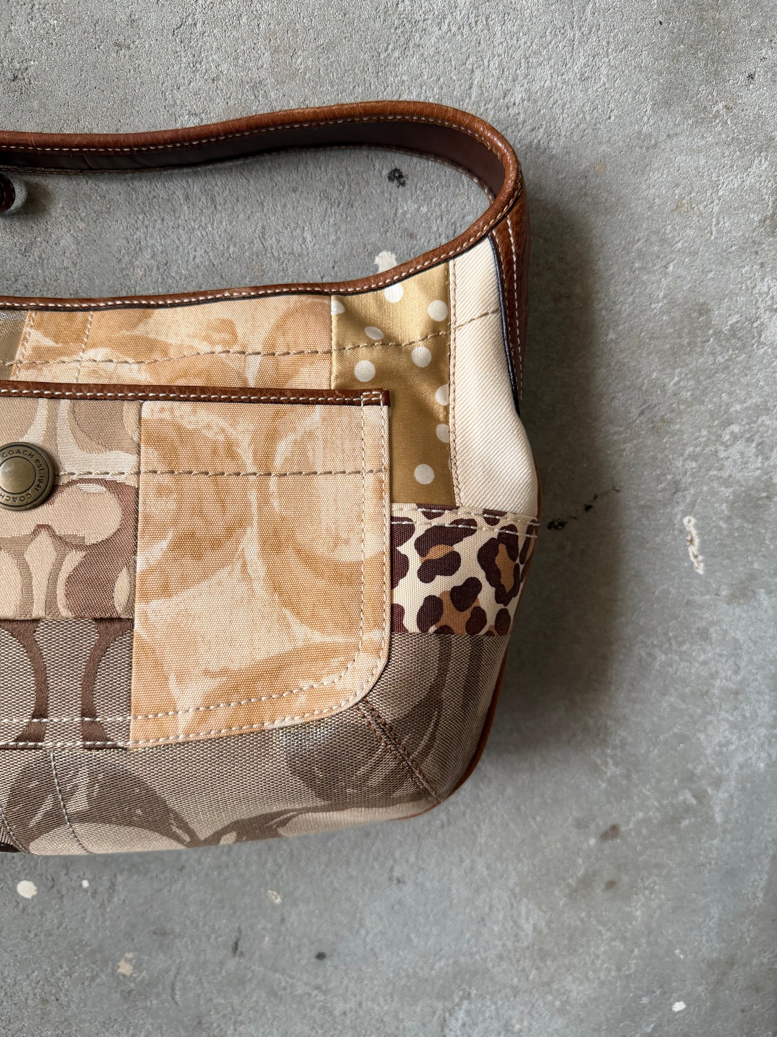 Coach Signature Ergo Patchwork Shoulder Bag Beige/Brown