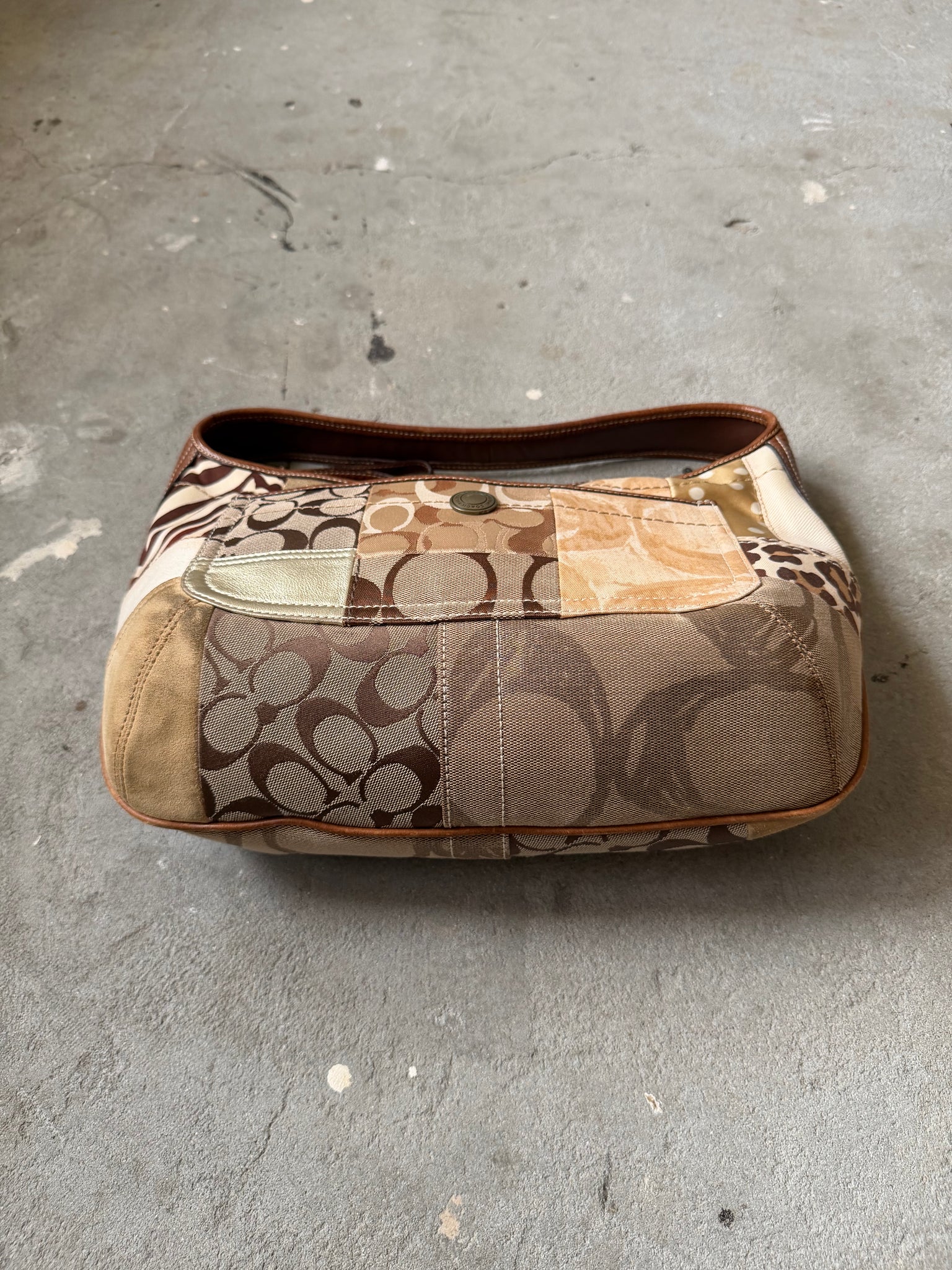 Coach Signature Ergo Patchwork Shoulder Bag Beige/Brown