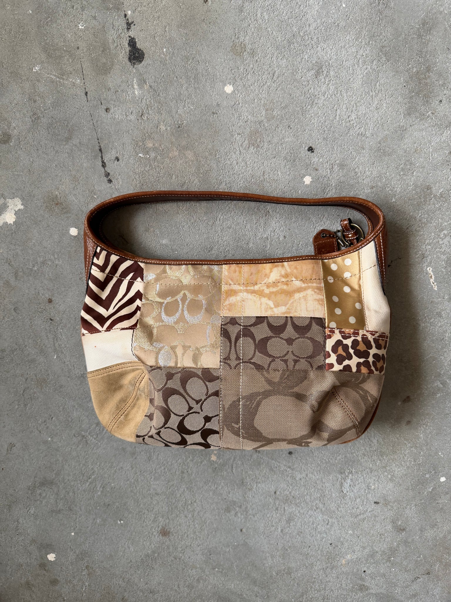 Coach Signature Ergo Patchwork Shoulder Bag Beige/Brown