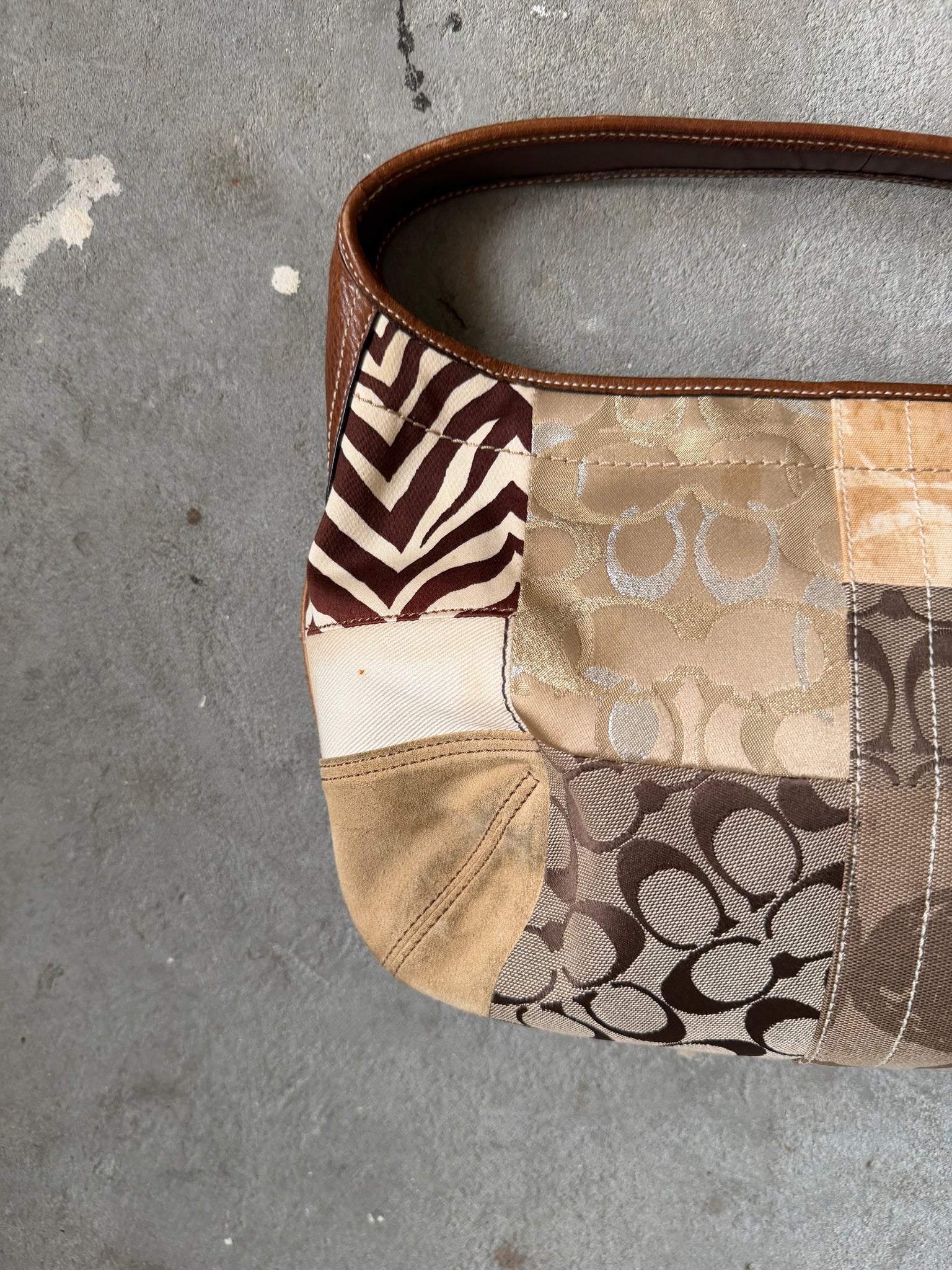 Coach Signature Ergo Patchwork Shoulder Bag Beige/Brown