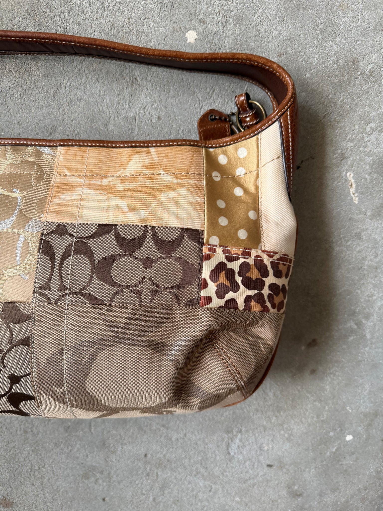 Coach Signature Ergo Patchwork Shoulder Bag Beige/Brown