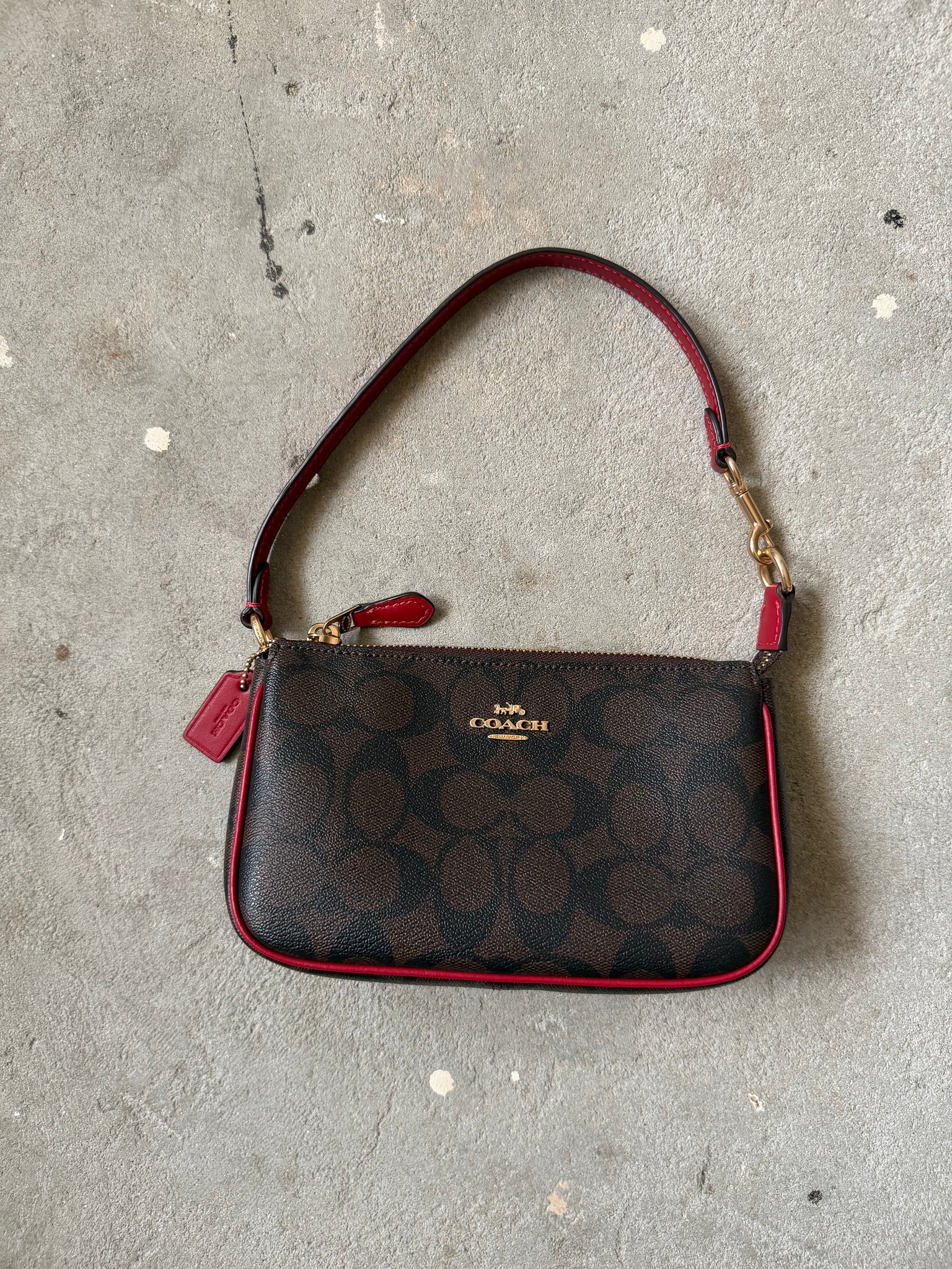 Coach Signature Nolita 19 Shoulder Bag Brown/Red