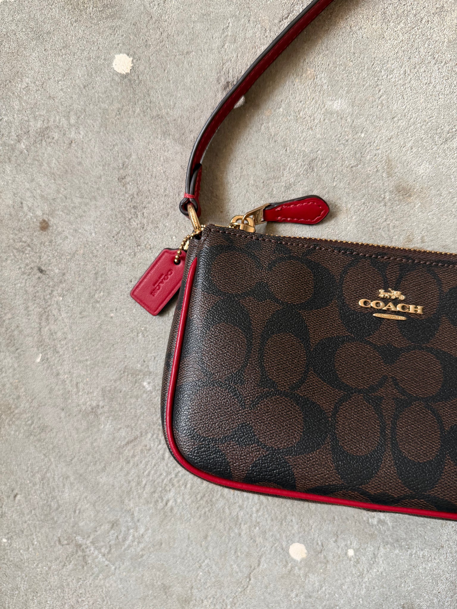 Coach Signature Nolita 19 Shoulder Bag Brown/Red
