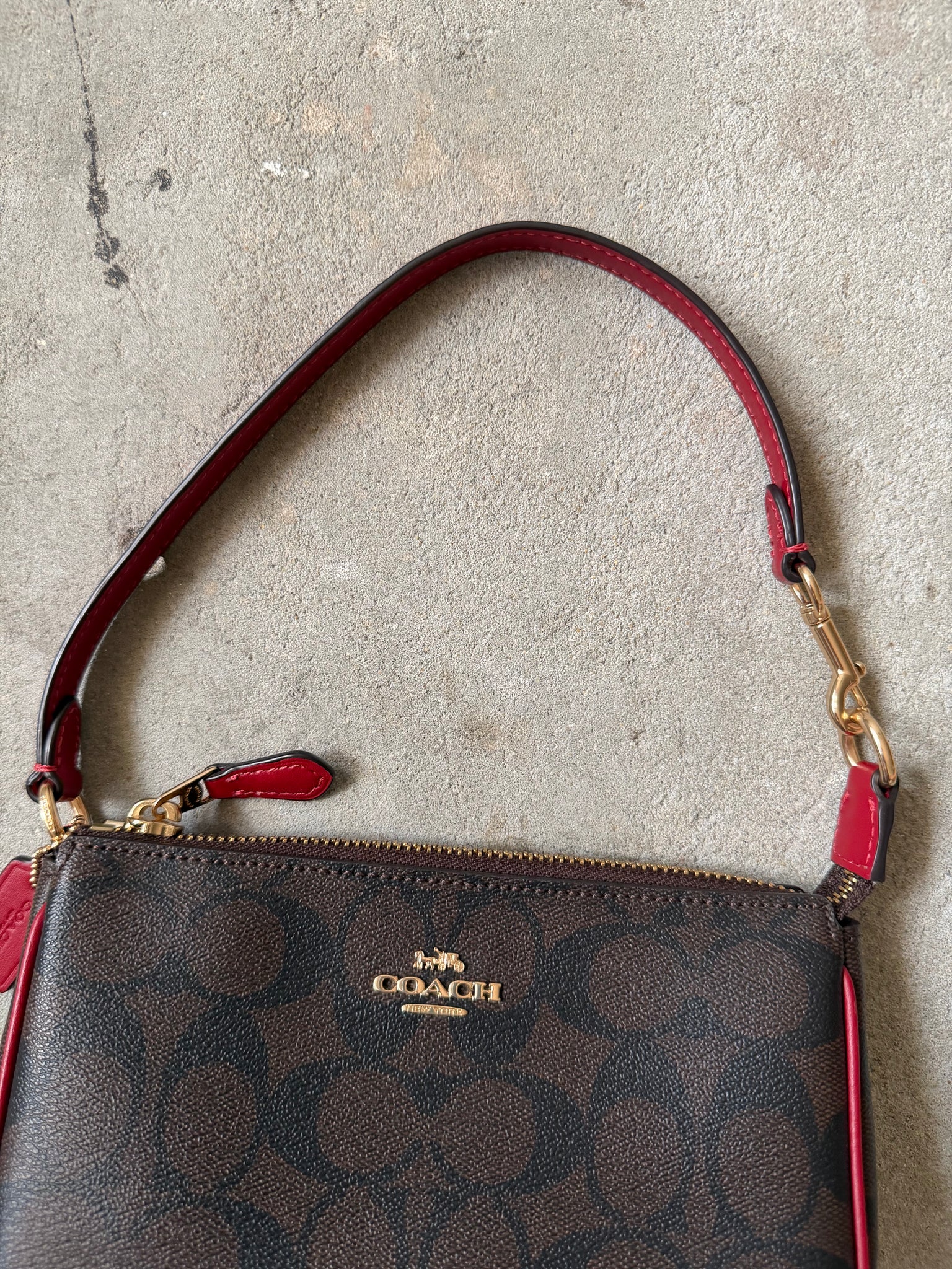 Coach Signature Nolita 19 Shoulder Bag Brown/Red