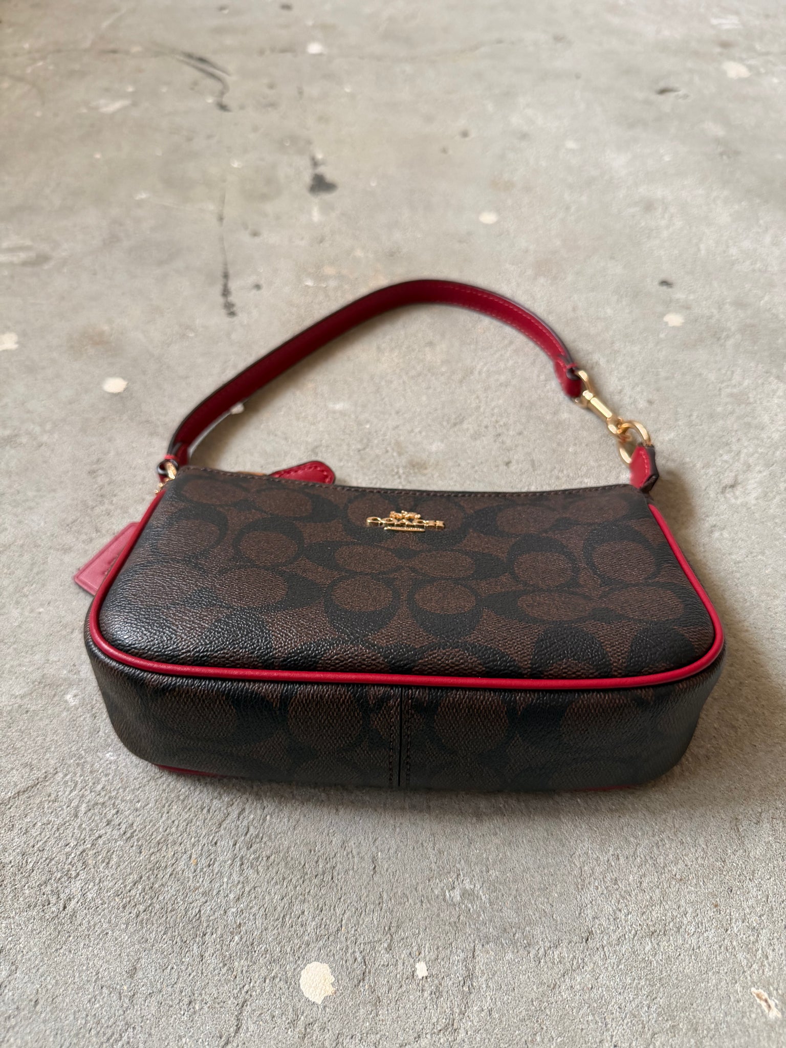 Coach Signature Nolita 19 Shoulder Bag Brown/Red