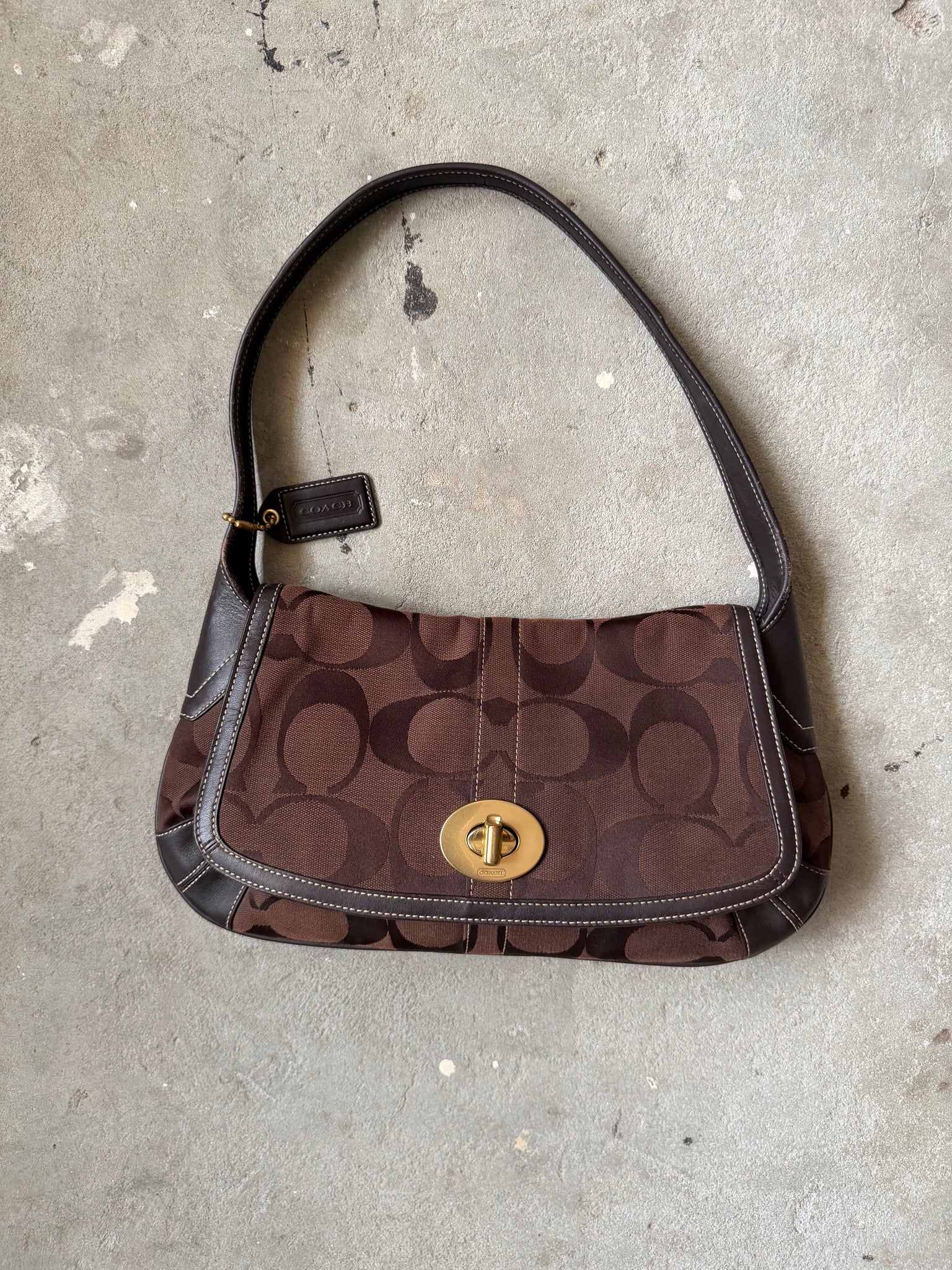 Coach Signature Ergo Flap Shoulder Bag Brown