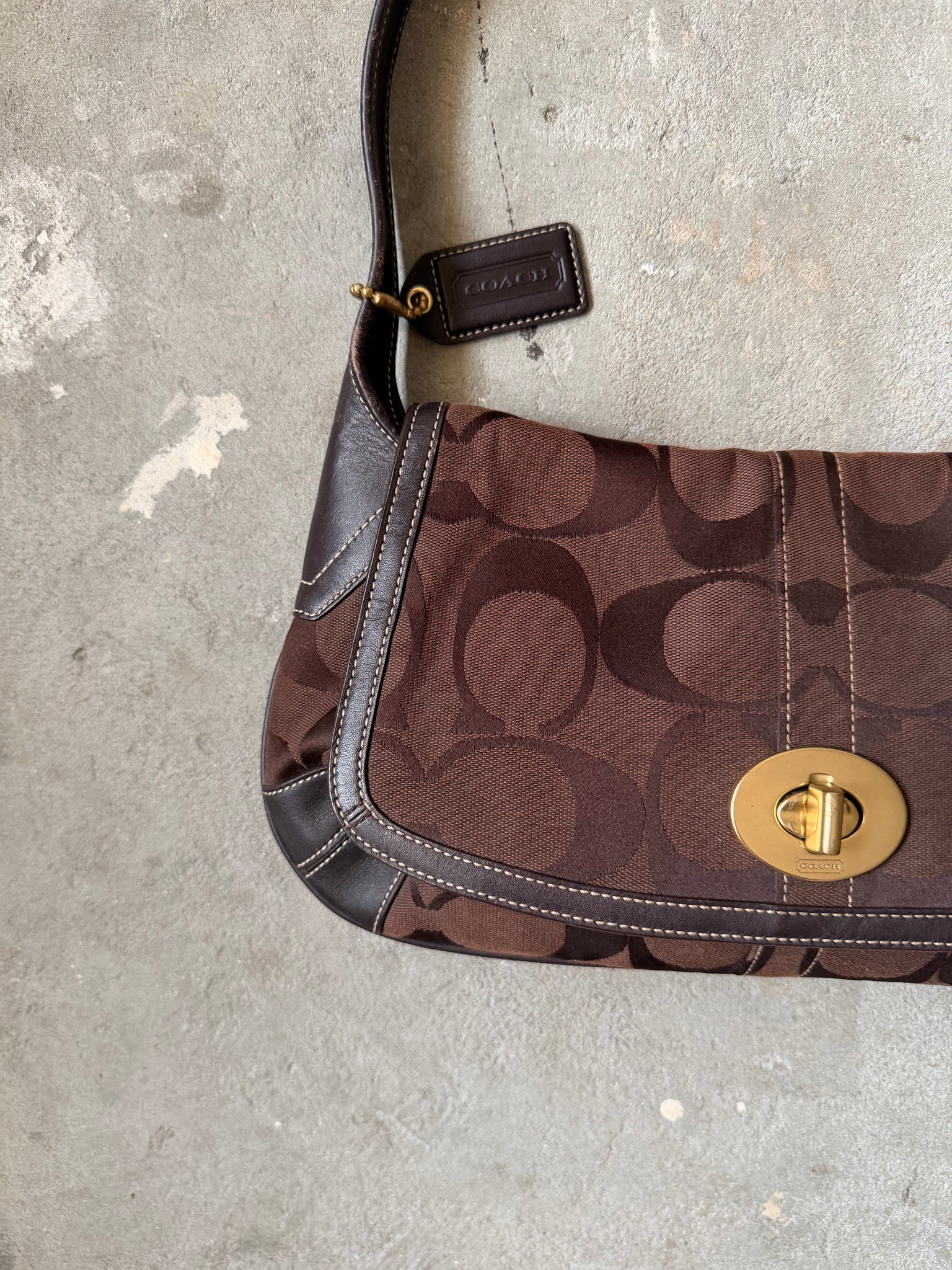 Coach Signature Ergo Flap Shoulder Bag Brown