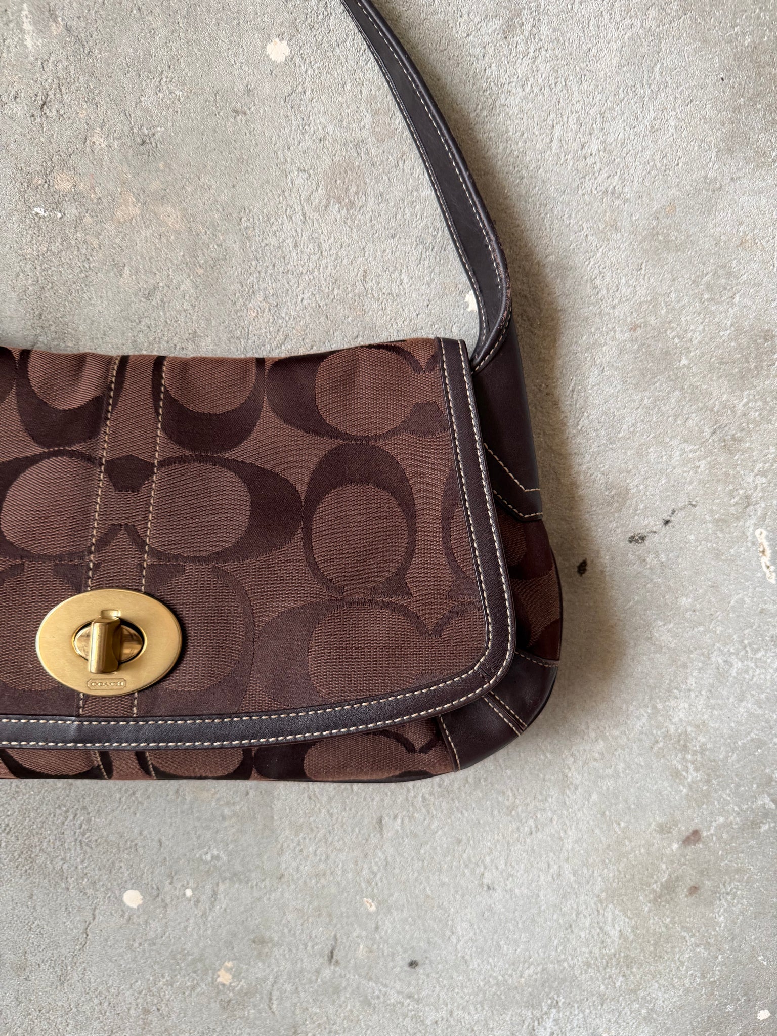 Coach Signature Ergo Flap Shoulder Bag Brown