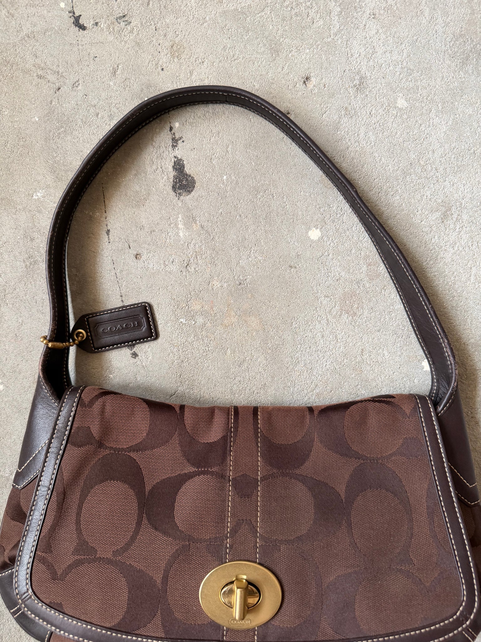 Coach Signature Ergo Flap Shoulder Bag Brown