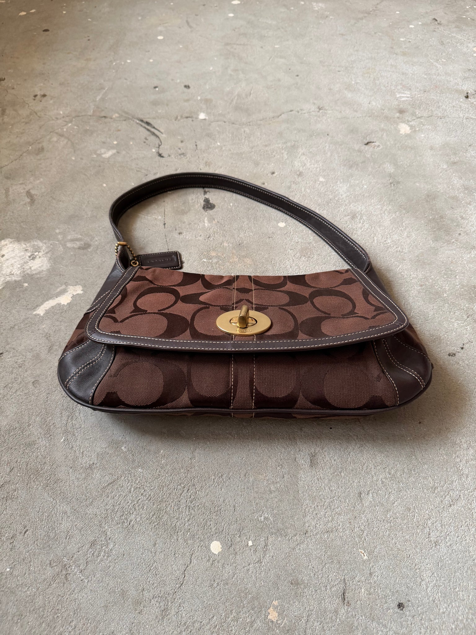 Coach Signature Ergo Flap Shoulder Bag Brown