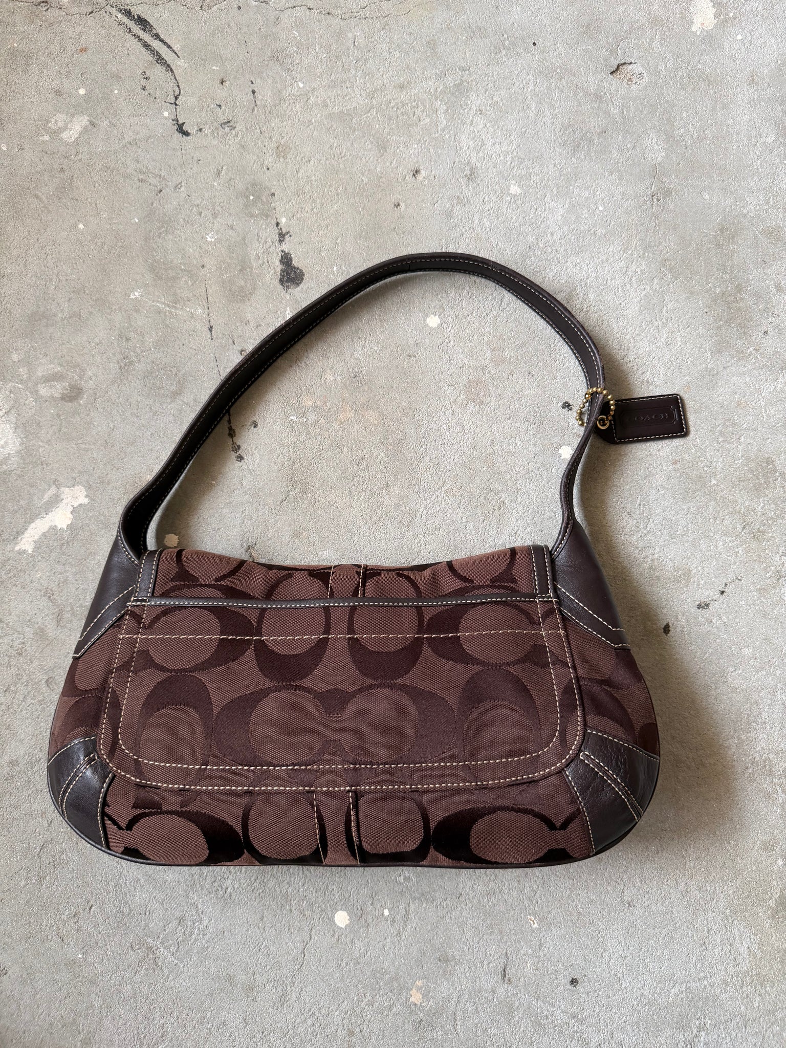 Coach Signature Ergo Flap Shoulder Bag Brown