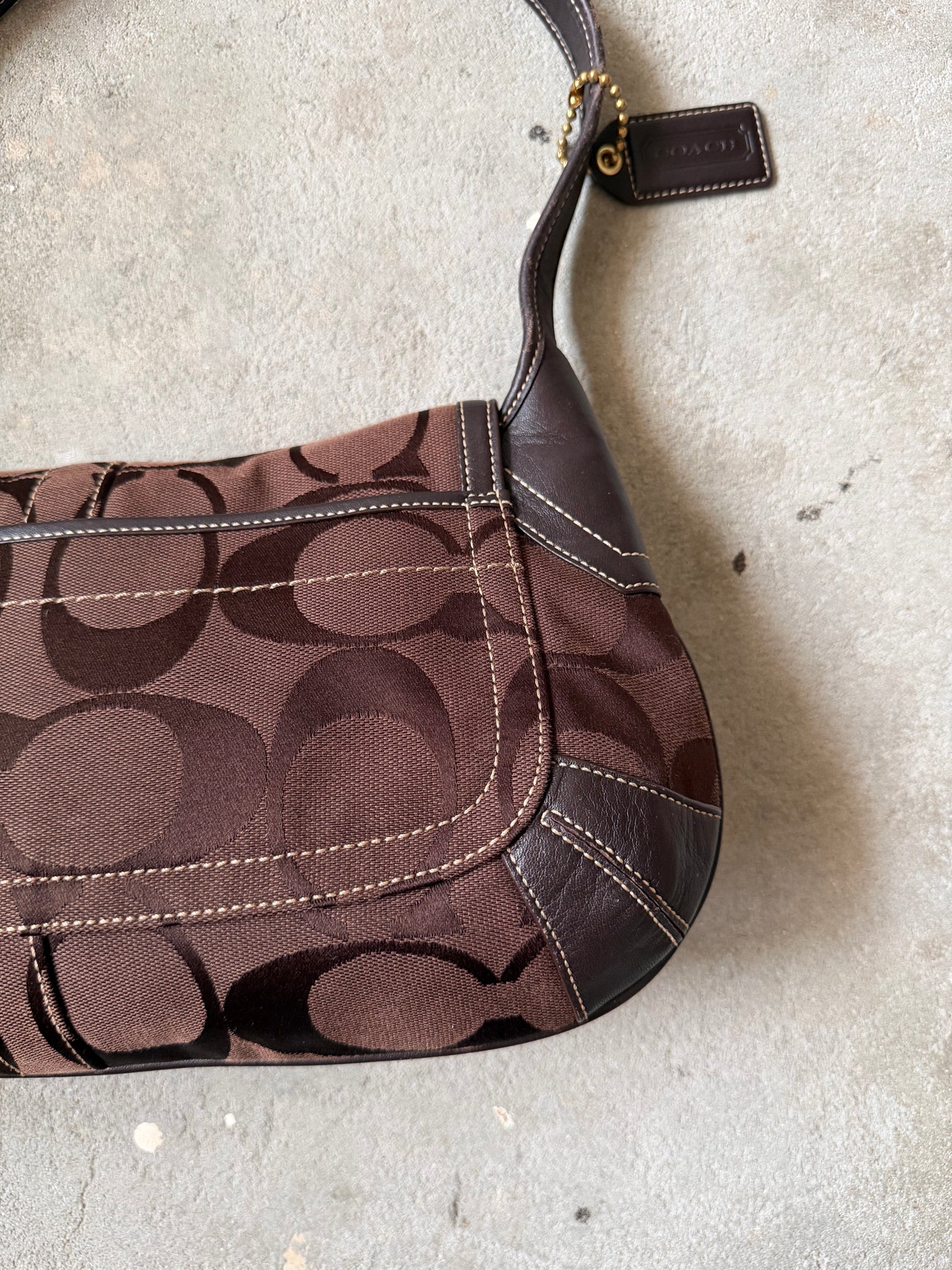 Coach Signature Ergo Flap Shoulder Bag Brown