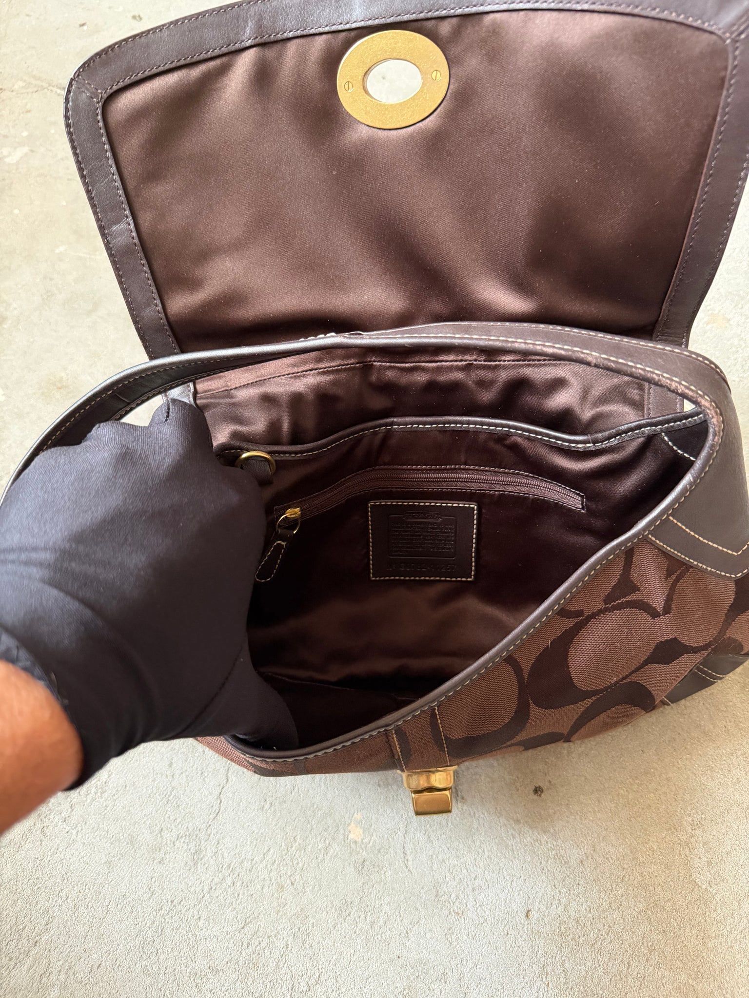 Coach Signature Ergo Flap Shoulder Bag Brown