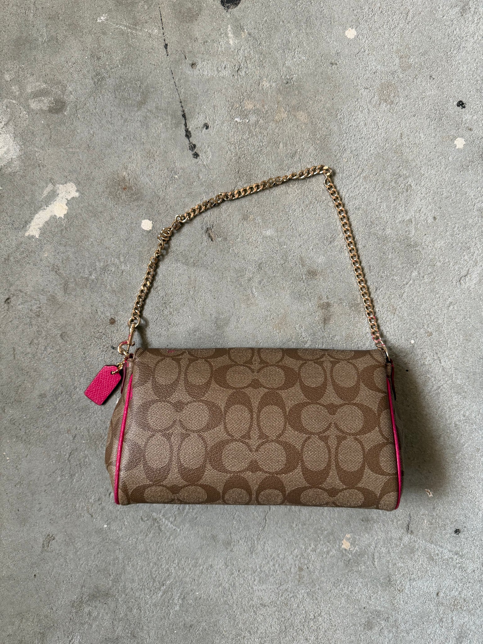 Coach Signature Ruby Purse Shoulder Bag Beige/Pink