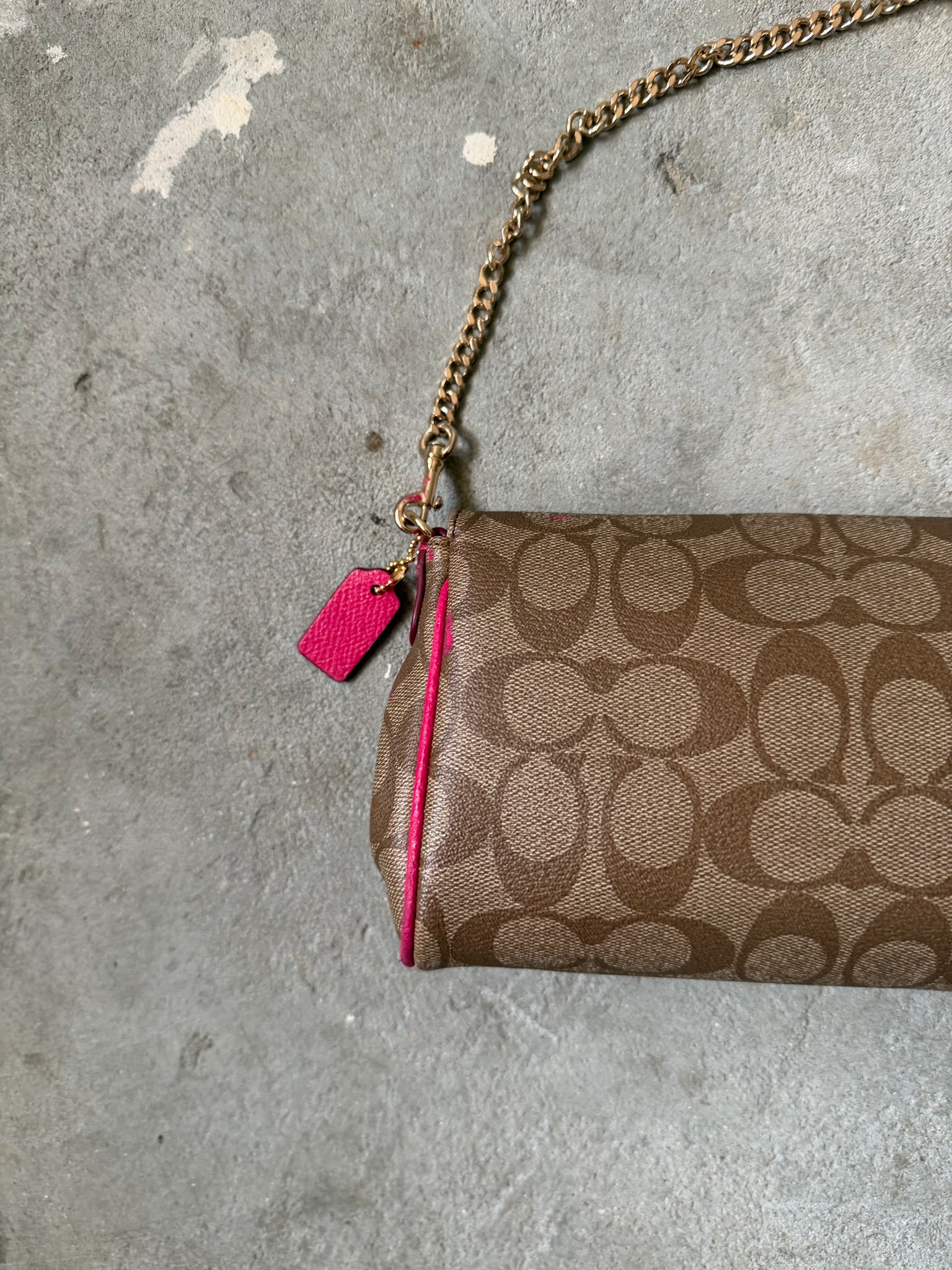 Coach Signature Ruby Purse Shoulder Bag Beige/Pink