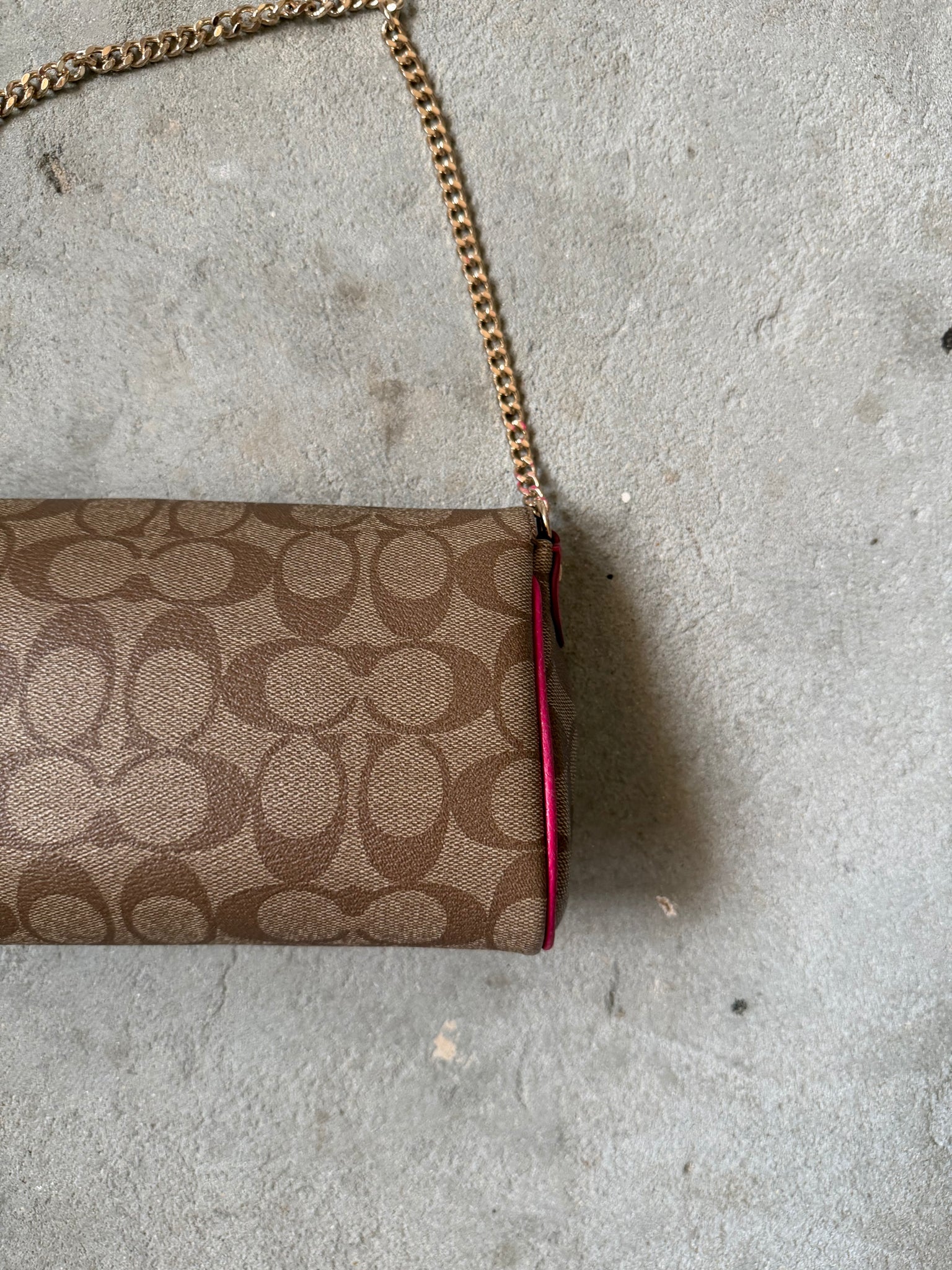 Coach Signature Ruby Purse Shoulder Bag Beige/Pink