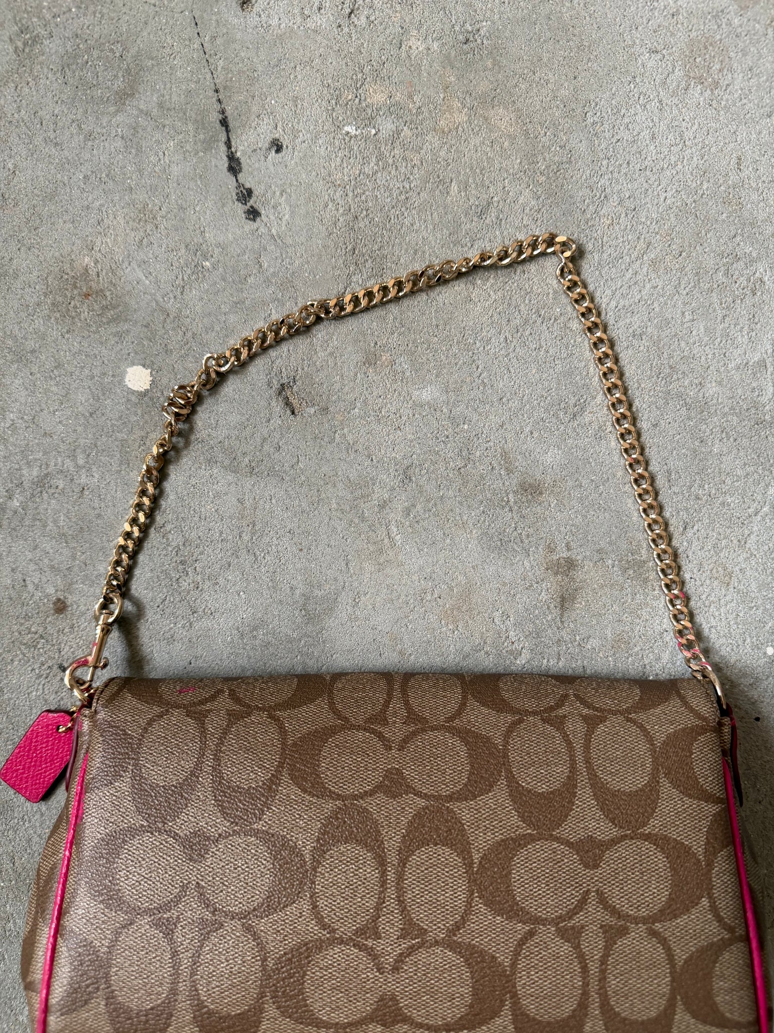 Coach Signature Ruby Purse Shoulder Bag Beige/Pink