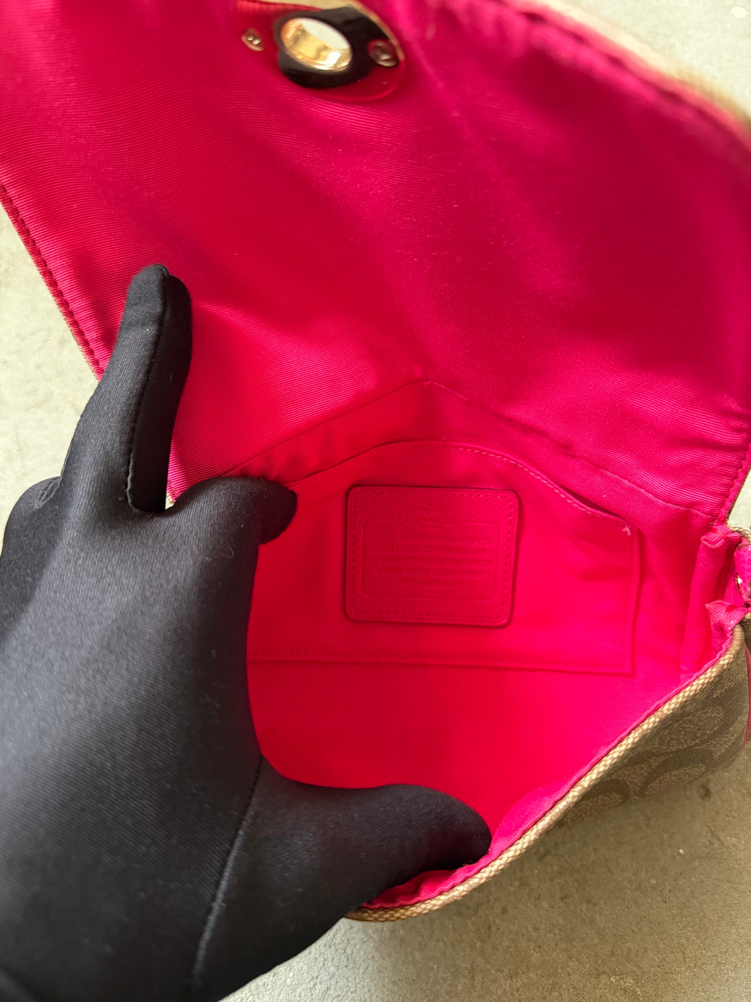 Coach Signature Ruby Purse Shoulder Bag Beige/Pink