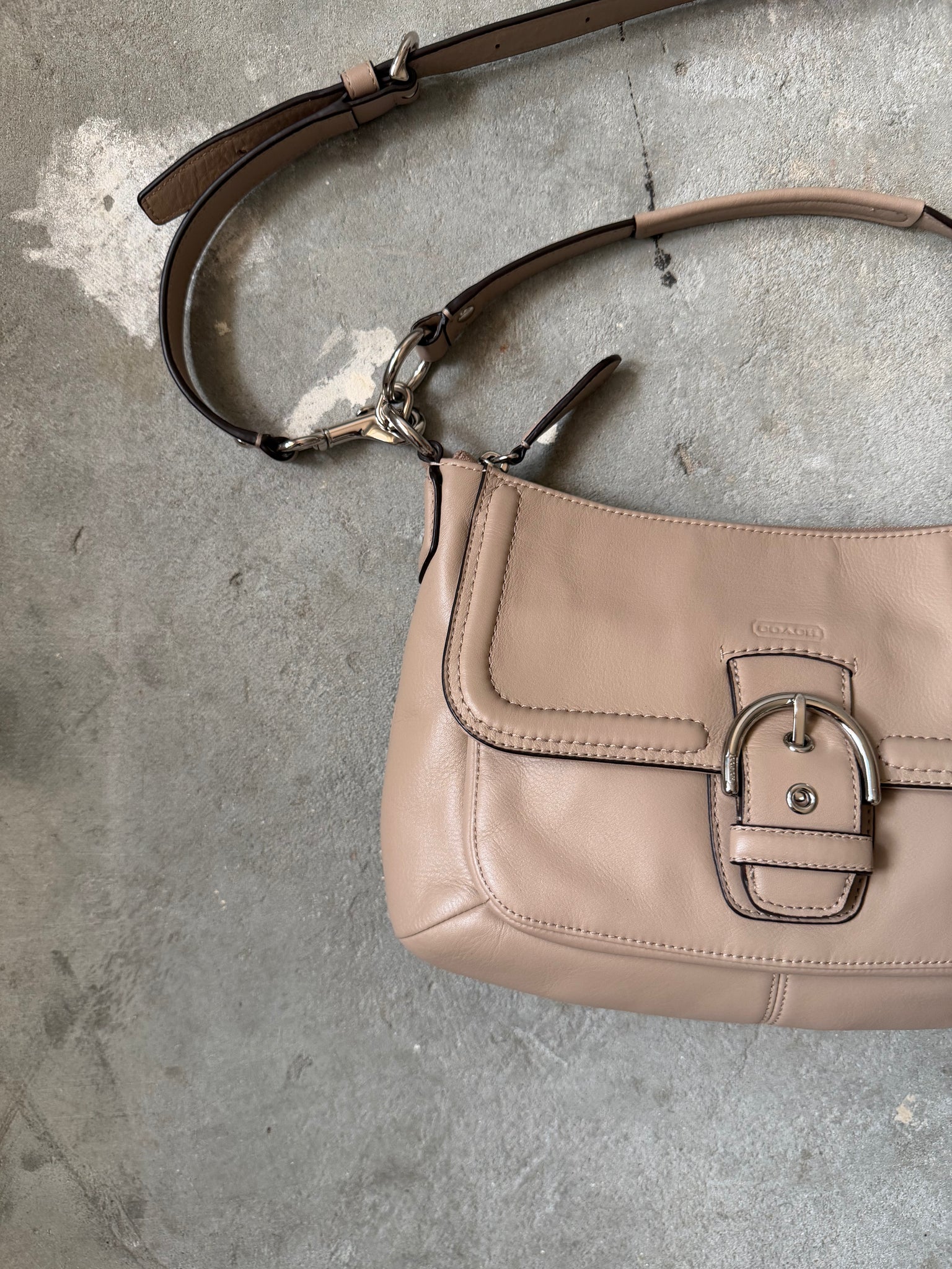 Coach 2Way Soho Buckle Leather Shoulder Bag Brown