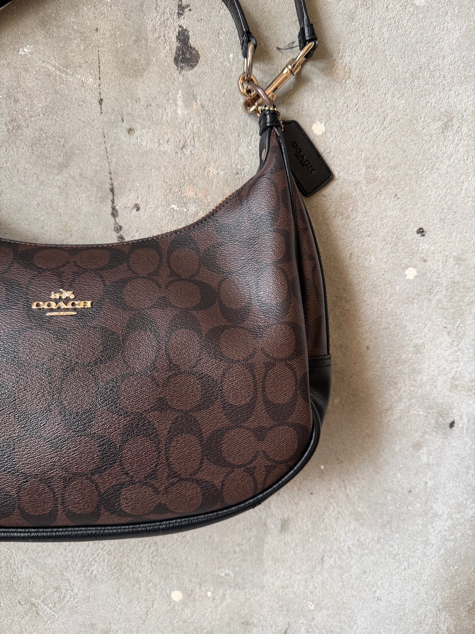 Coach 2Way Signature PVC Hobo Shoulder Bag Brown/Black