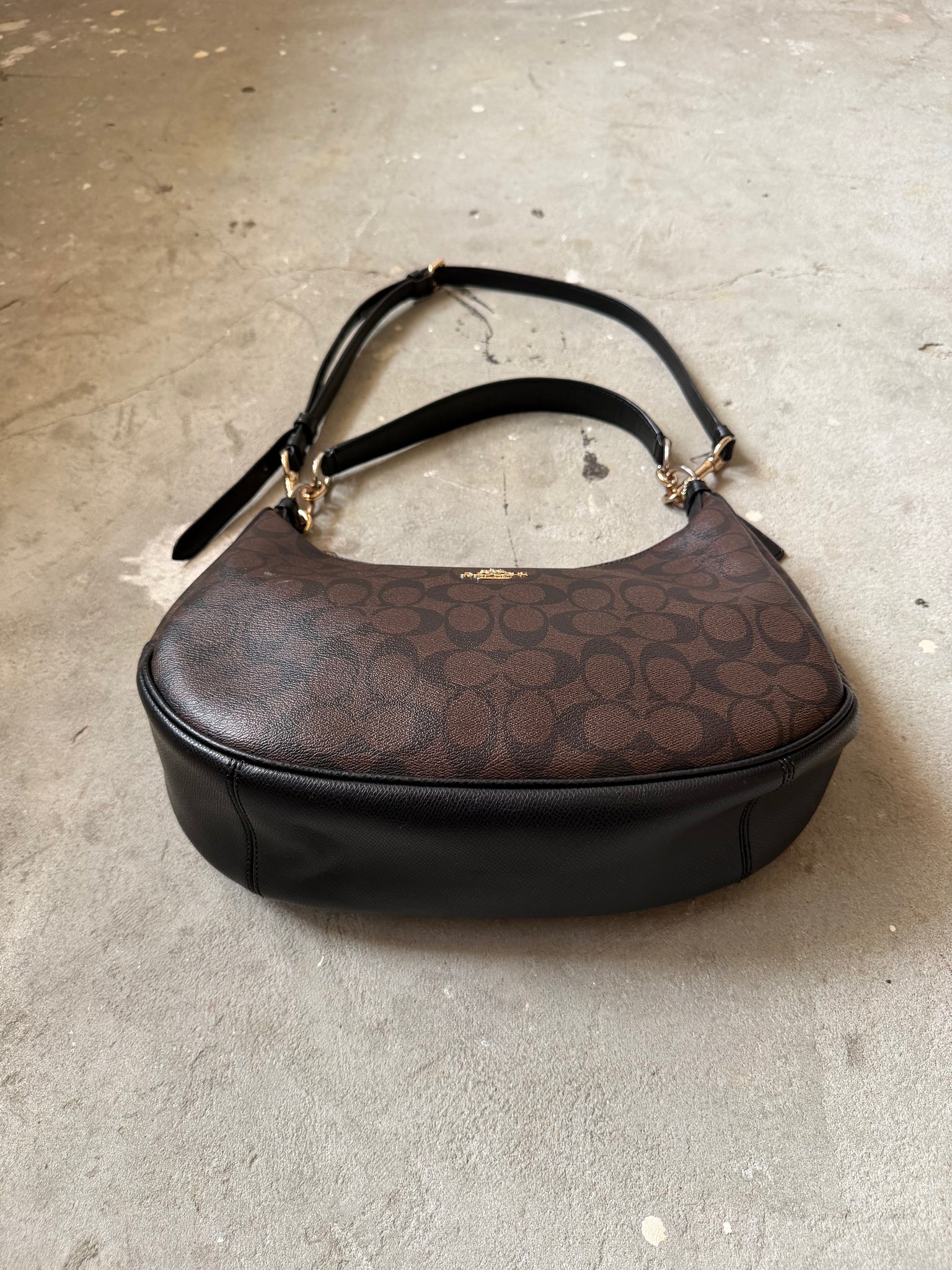 Coach 2Way Signature PVC Hobo Shoulder Bag Brown/Black