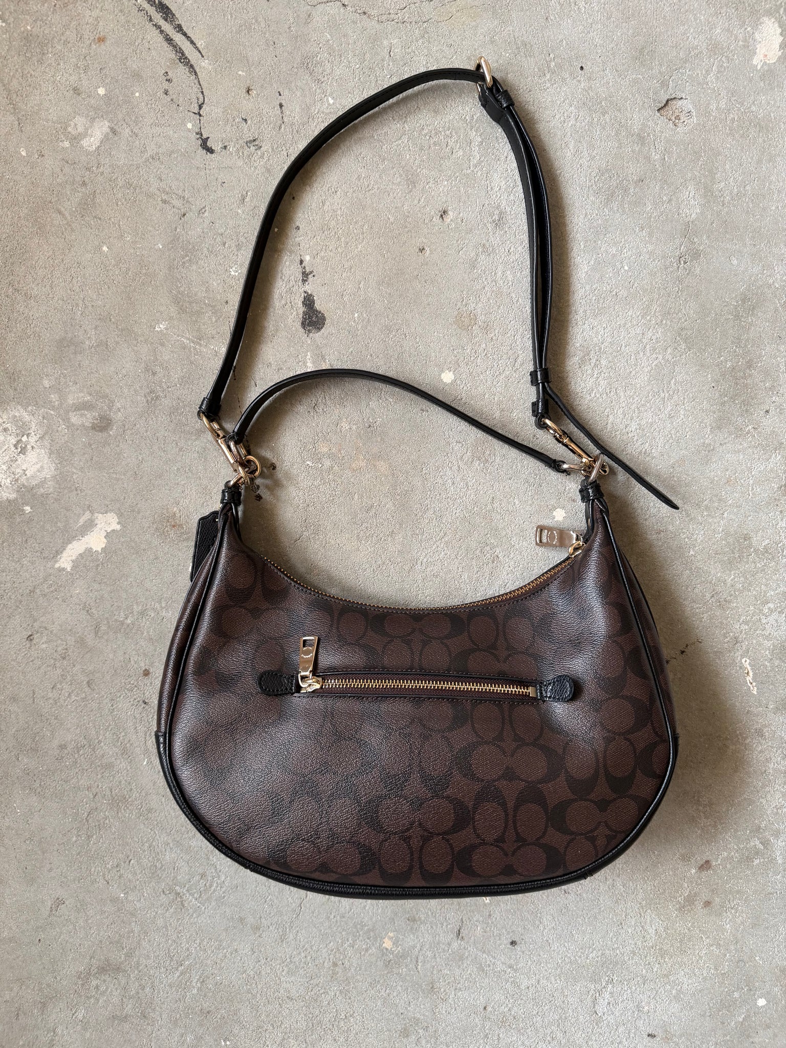 Coach 2Way Signature PVC Hobo Shoulder Bag Brown/Black