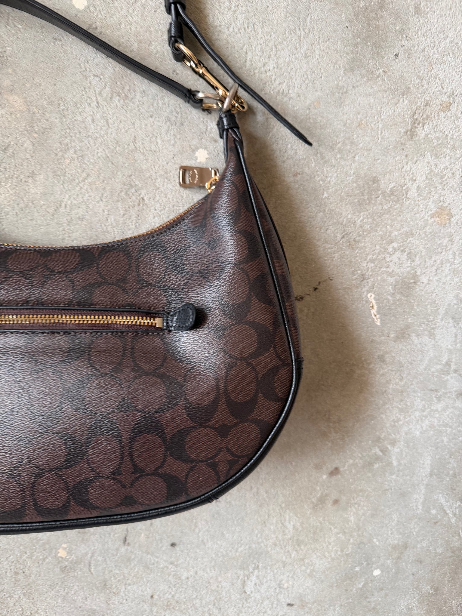 Coach 2Way Signature PVC Hobo Shoulder Bag Brown/Black