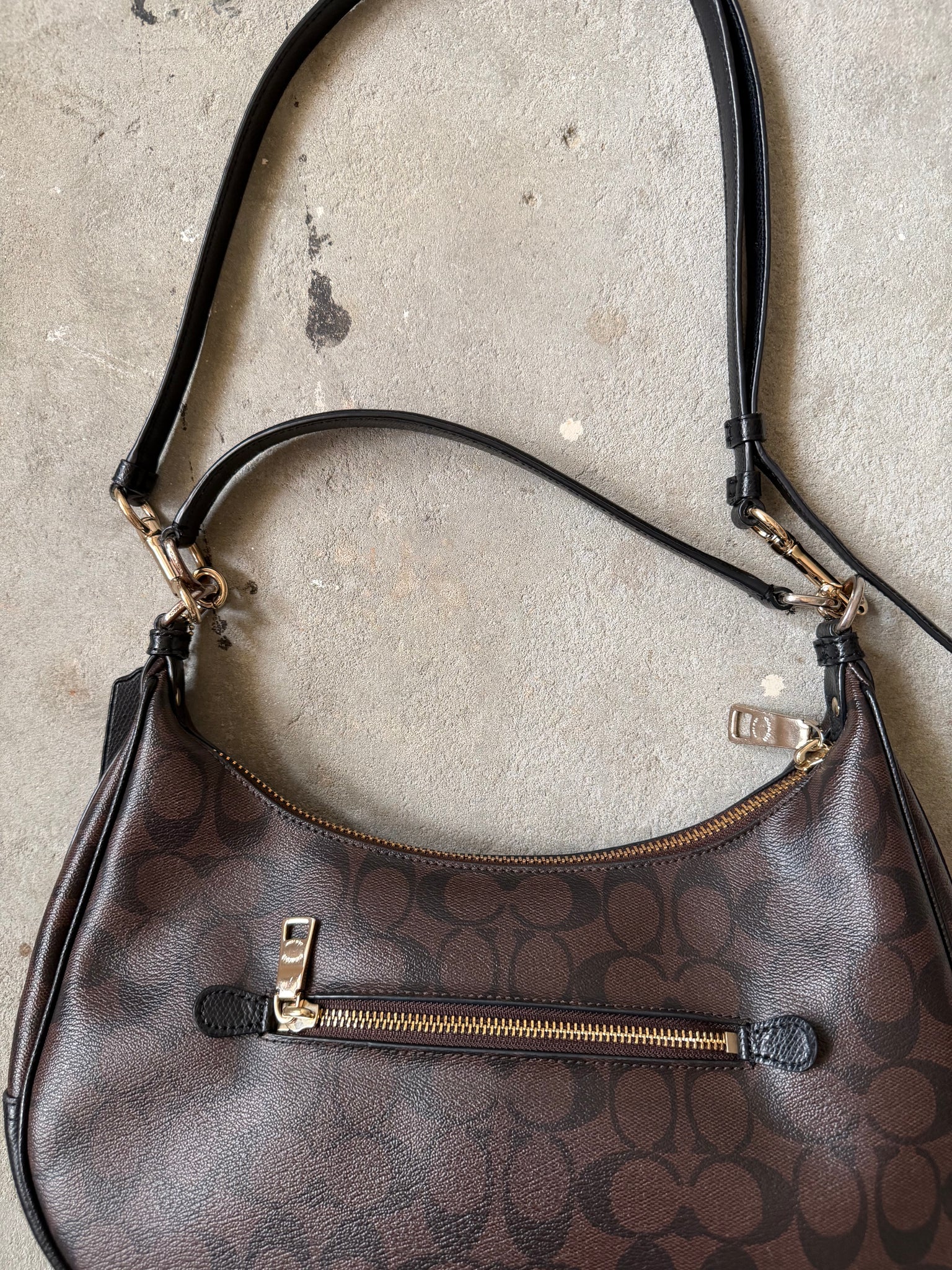Coach 2Way Signature PVC Hobo Shoulder Bag Brown/Black
