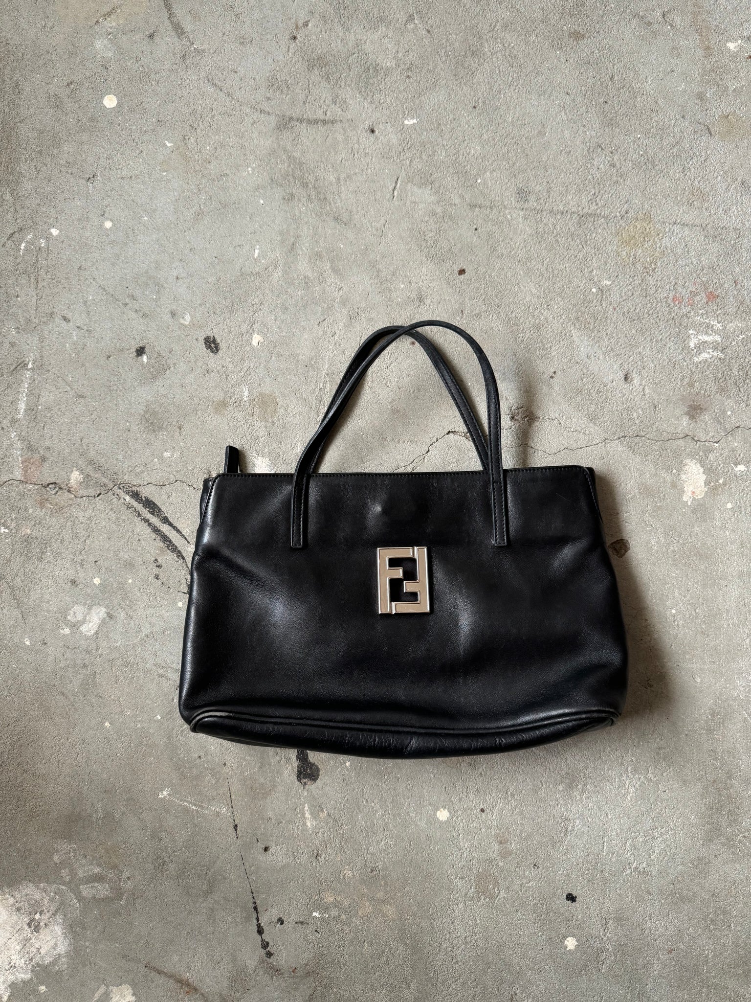 Fendi FF Leather Tote Bag Black