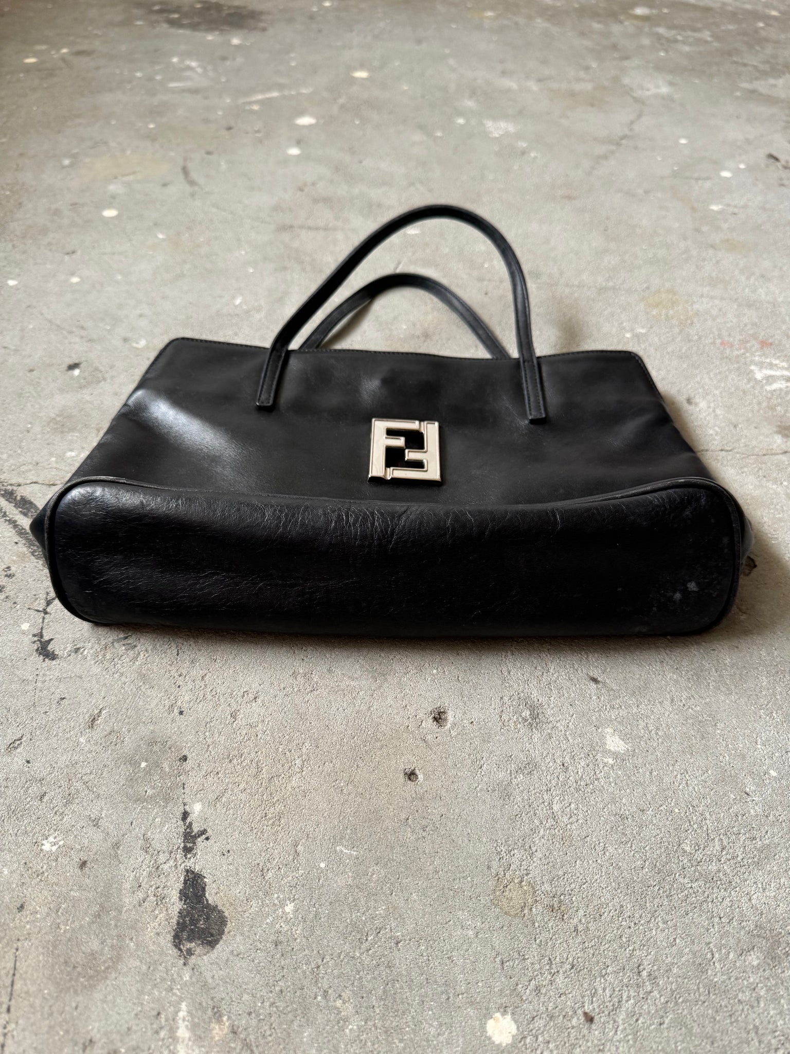 Fendi FF Leather Tote Bag Black