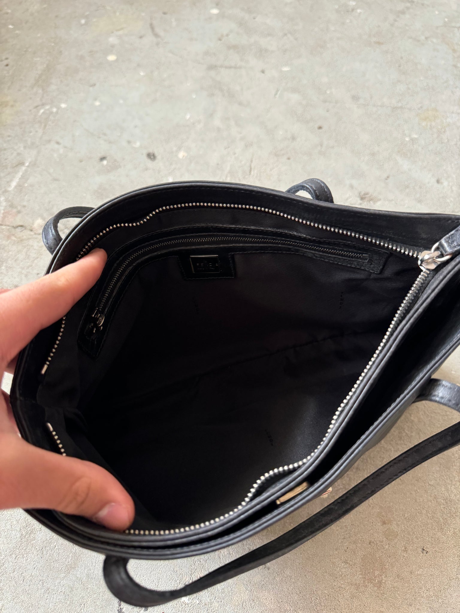Fendi FF Leather Tote Bag Black