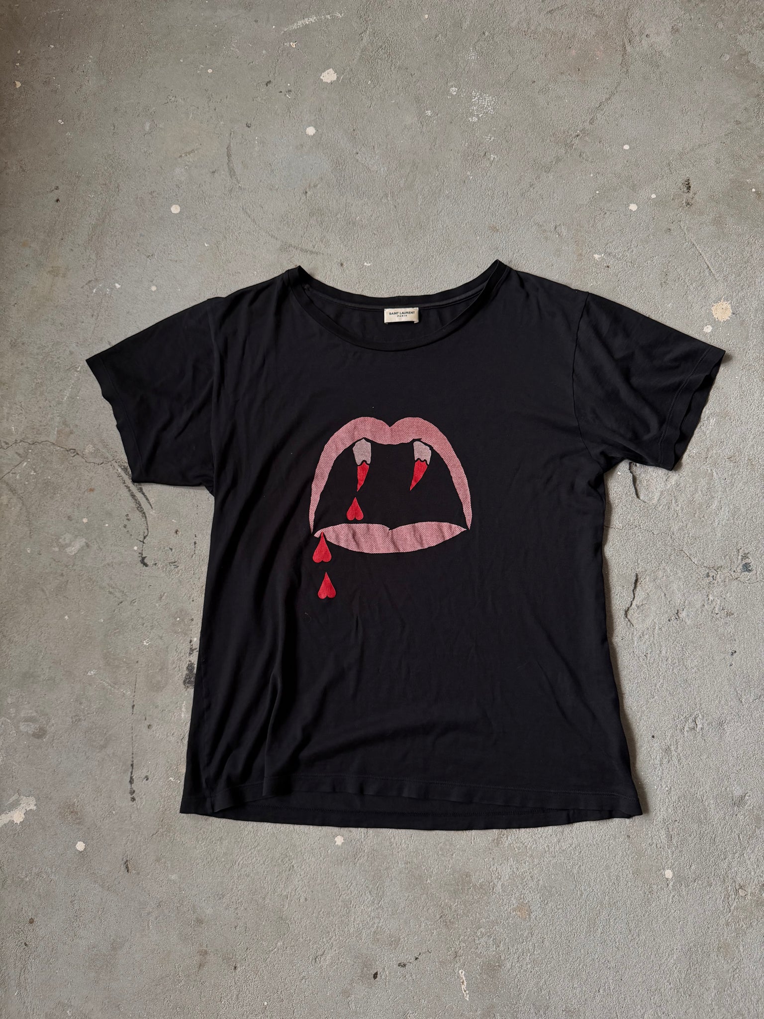 Saint Laurent Vampire Lips T Shirt Black