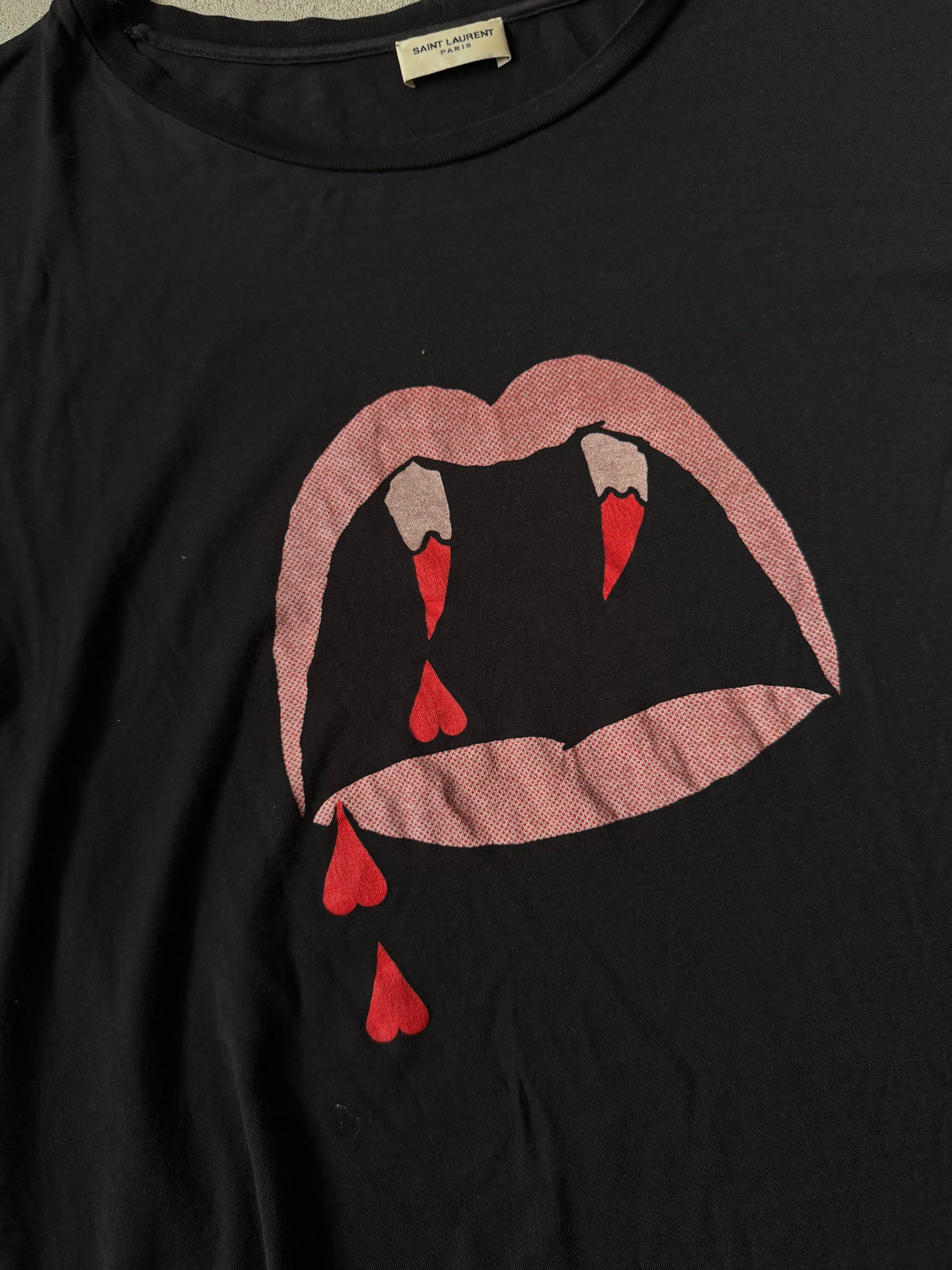 Saint Laurent Vampire Lips T Shirt Black