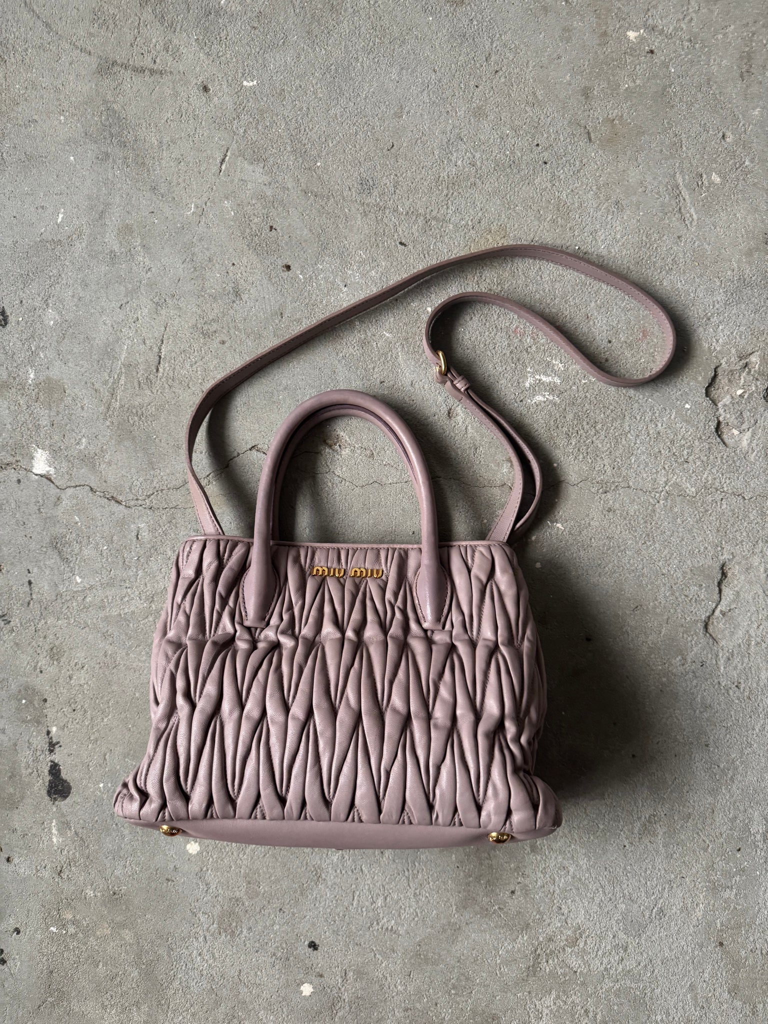 Miu Miu 2Way Matelassé Shoulder Bag Lavender