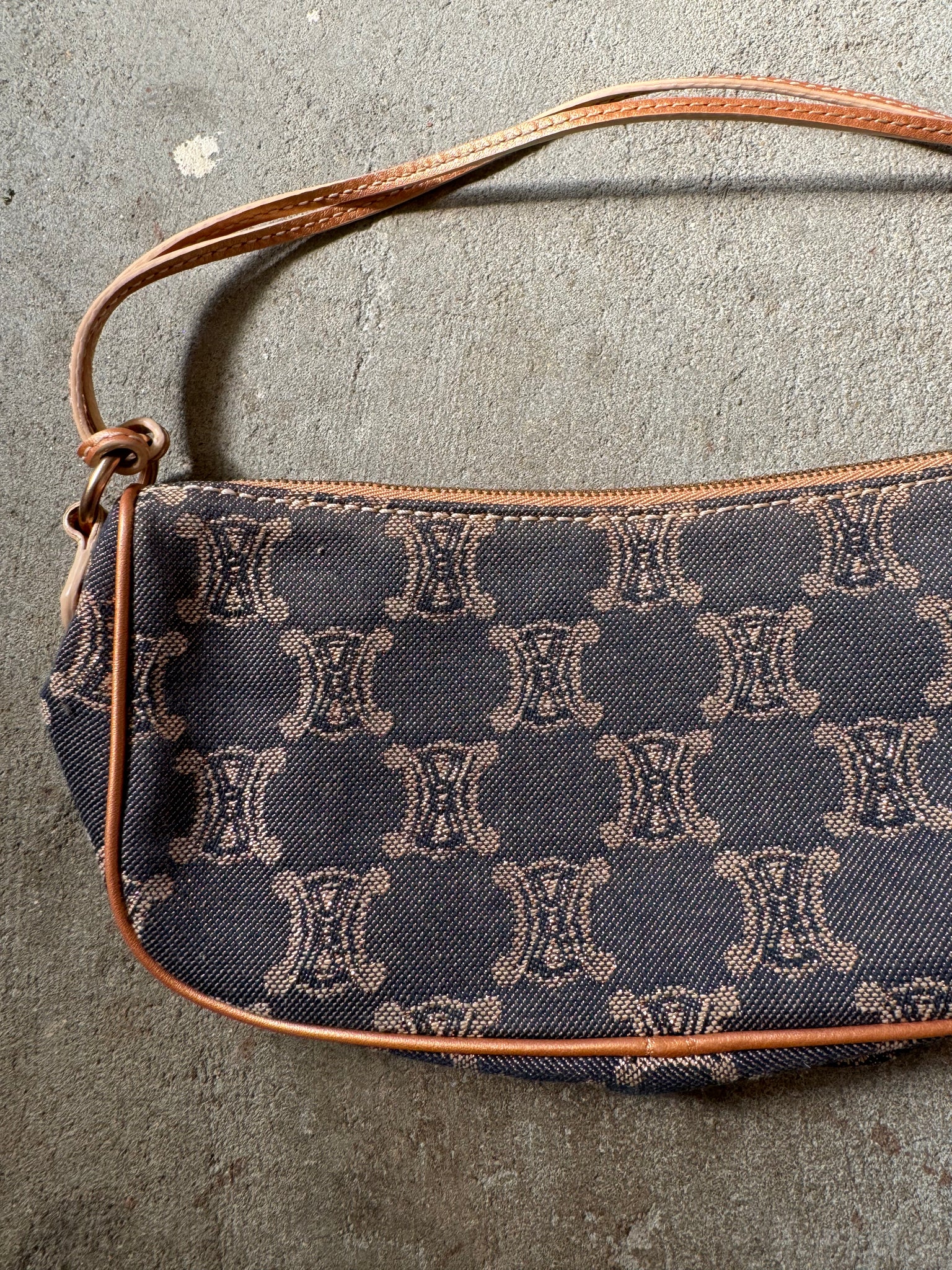 Celine Triomphe Denim Baguette Shoulder Bag