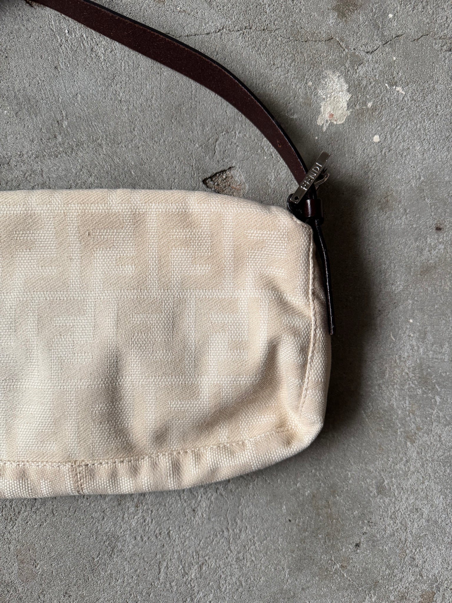Fendi Zucca Print Baguette Bag Cream