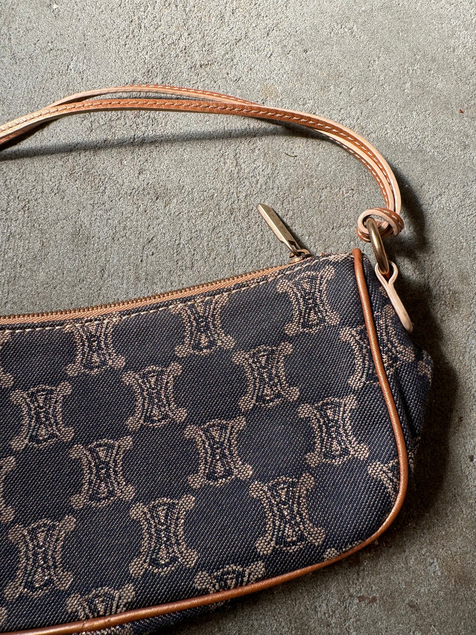 Celine Triomphe Denim Baguette Shoulder Bag