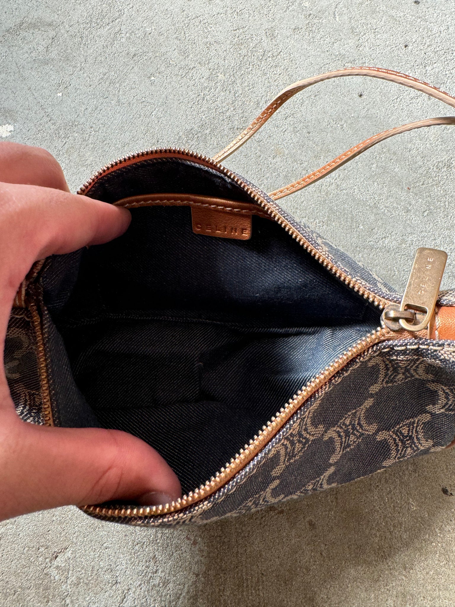 Celine Triomphe Denim Baguette Shoulder Bag